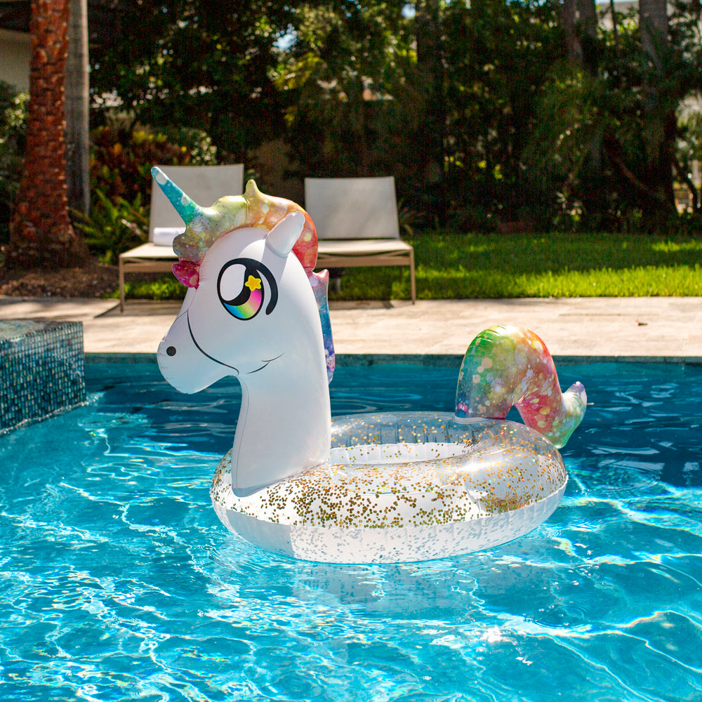 PoolCandy Glitter Unicorn 42-inch Inflatable Pool Tube - Image 3