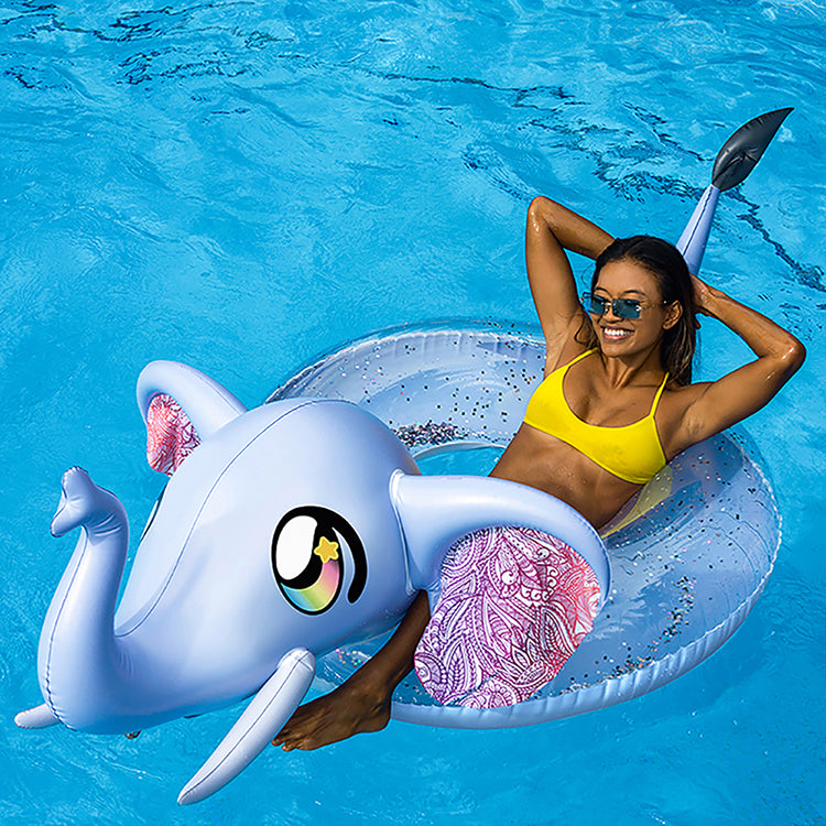 PoolCandy Glitter Elephant Jumbo 48" Beach & Pool Tube with Drink Float - Image 3