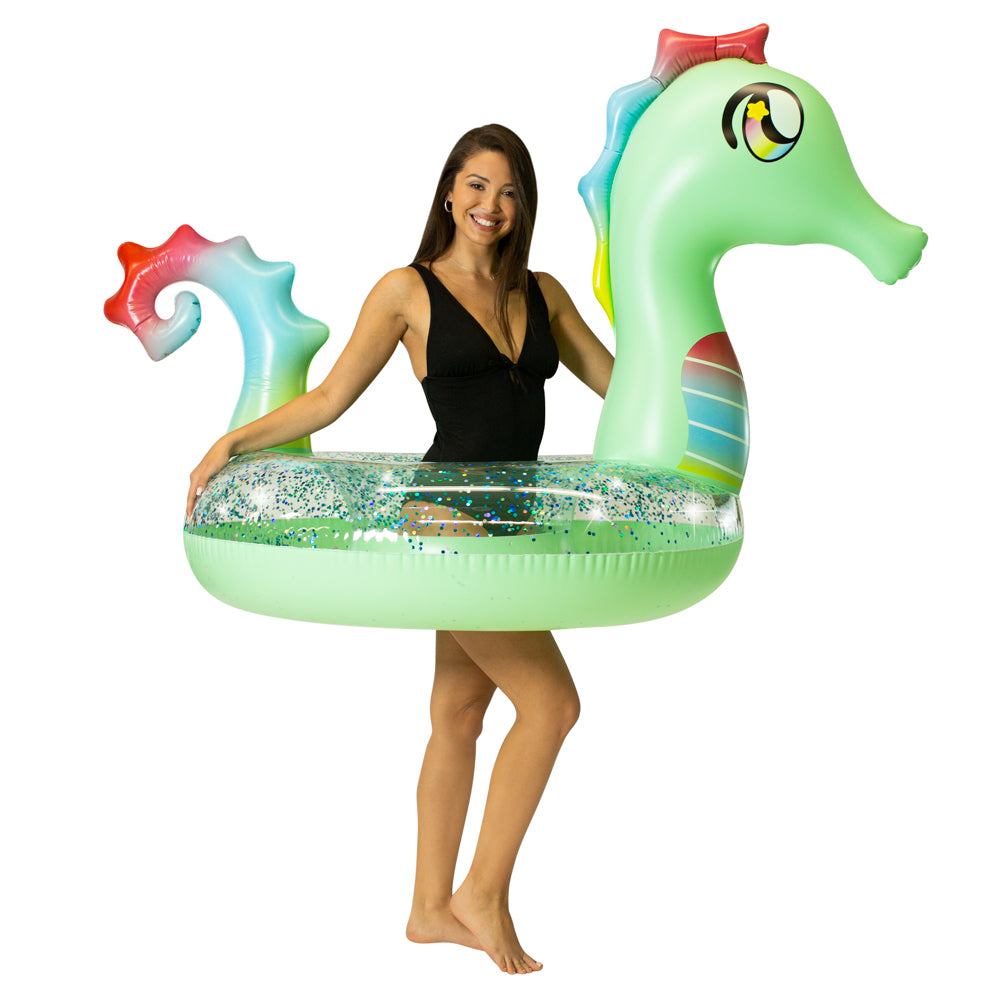 PoolCandy Jumbo Glitter Seahorse 48-inch Beach & Pool Tube - Image 4