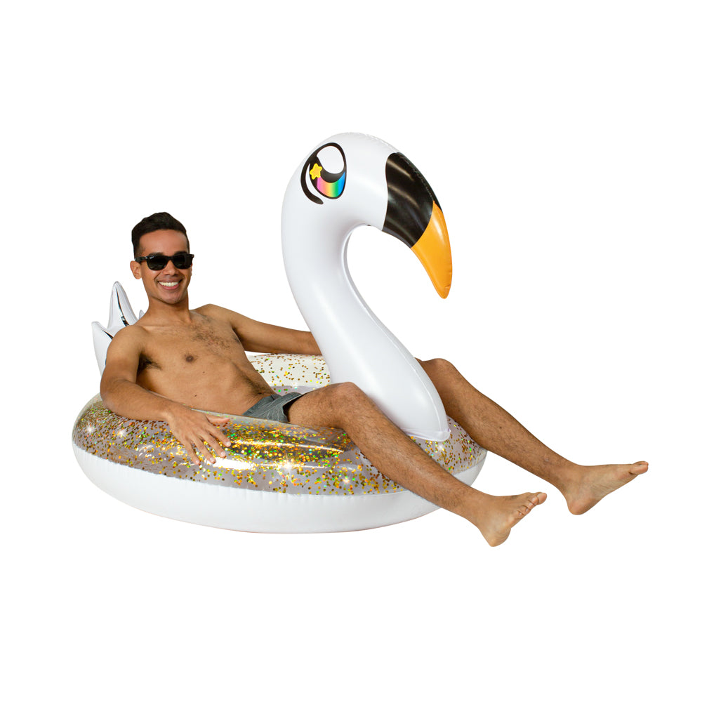 Alternative view of PoolCandy Jumbo Glitter Swan Pool Float - 48 Inch