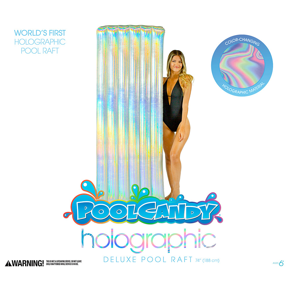 Alternative view of PoolCandy Holographic Deluxe Pool Raft - 74 x 30 Inches