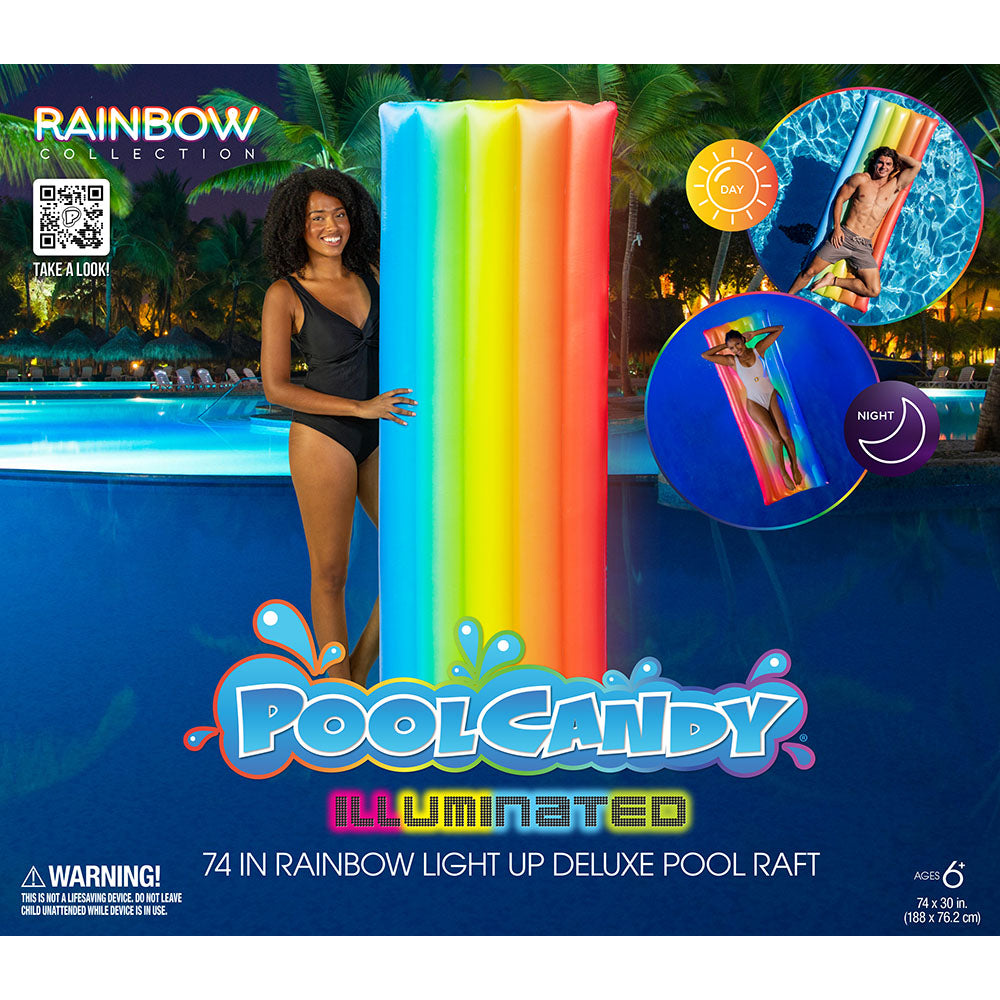 Alternative view of Rainbow Collection 74 x 30 inch Illuminated LED Deluxe Pool Raft