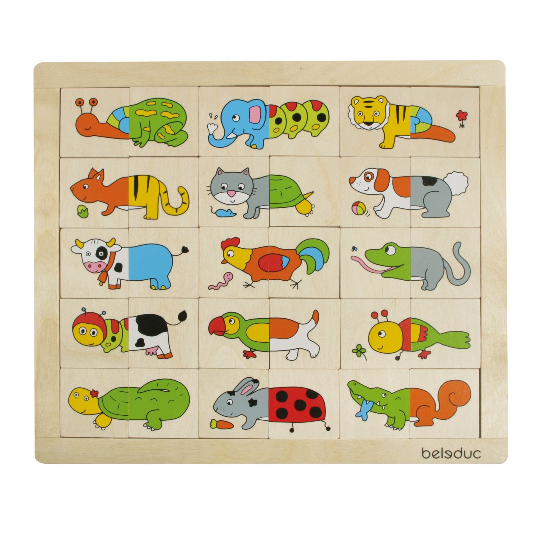 Alternative view of Beleduc Match & Mix Wooden Animal Puzzle - Memory & Creativity Game