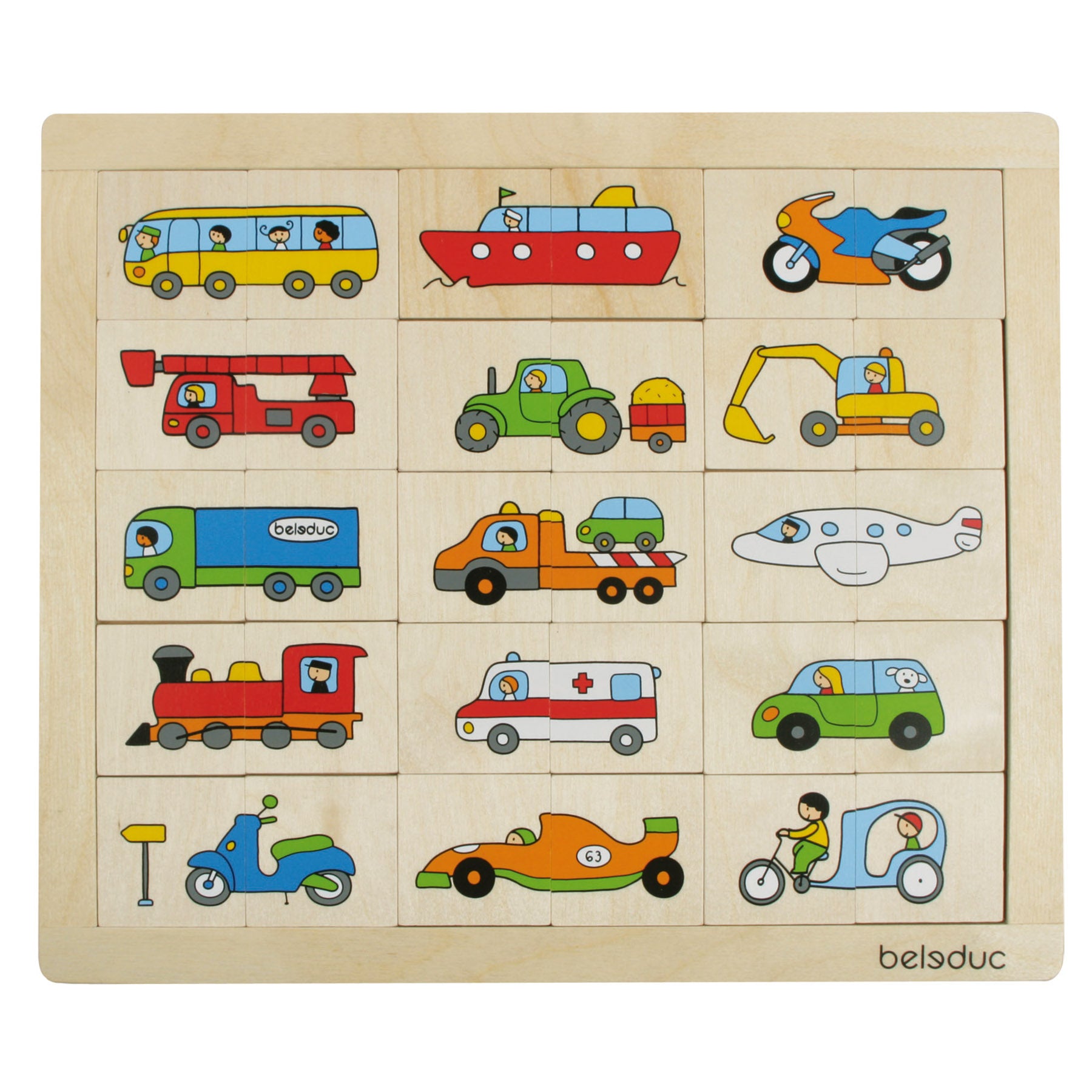 Alternative view of Beleduc Match & Mix Transport Wooden Puzzle - 30 pc