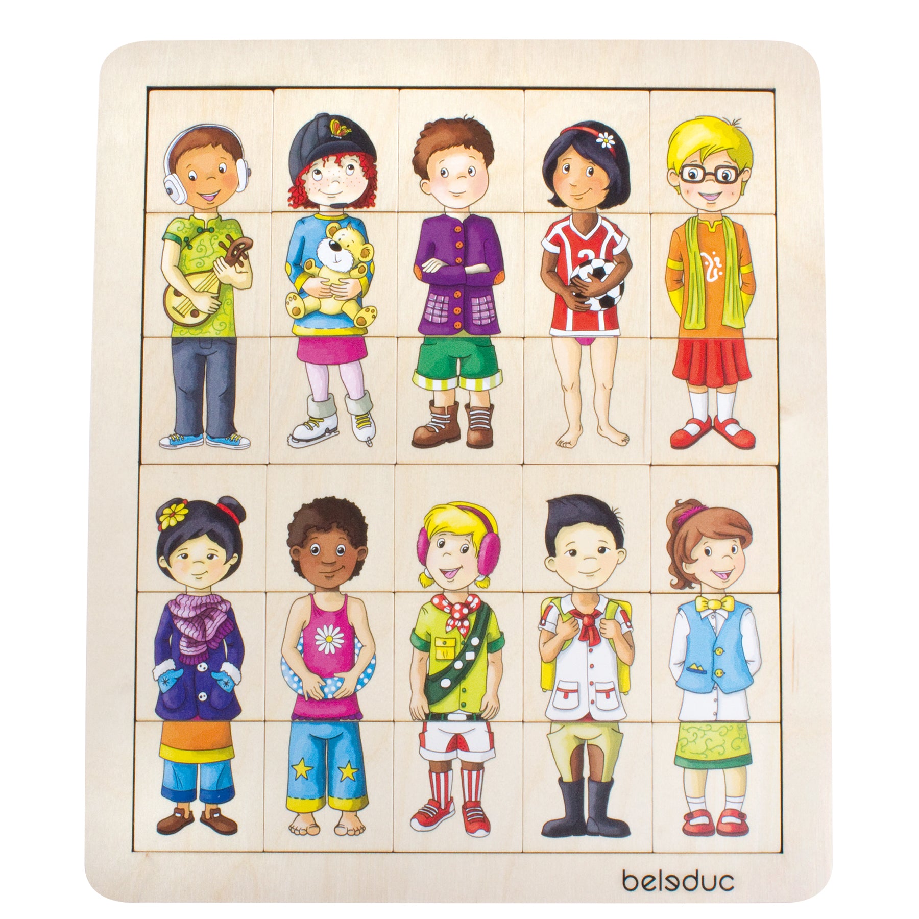 Alternative view of Beleduc Match & Mix Cultural Kids Wooden Puzzle - 30 pc