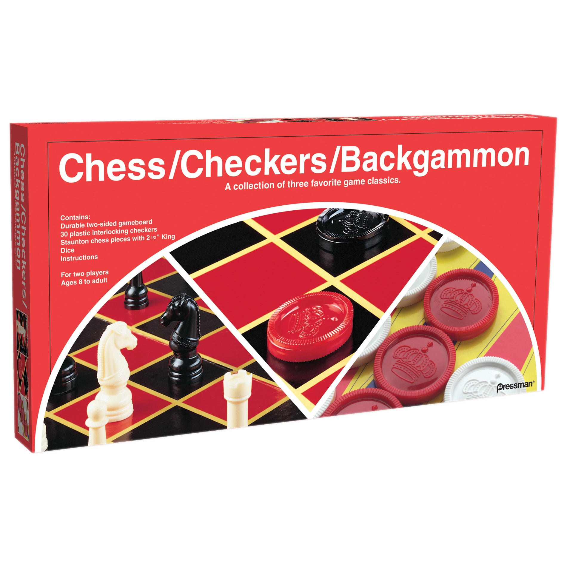Alternative view of Pressman Triple-Play Classic Board Games Set, Chess/Checkers/Backgam Net, Pack of 2