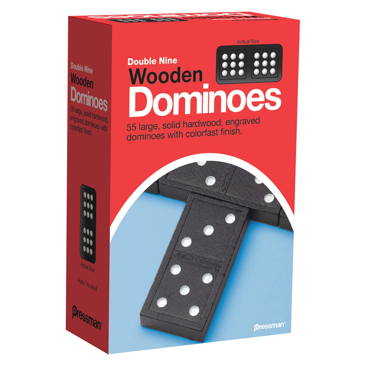 Alternative view of Pressman Triple Pack Double Nine Classic Wooden Dominoes Set