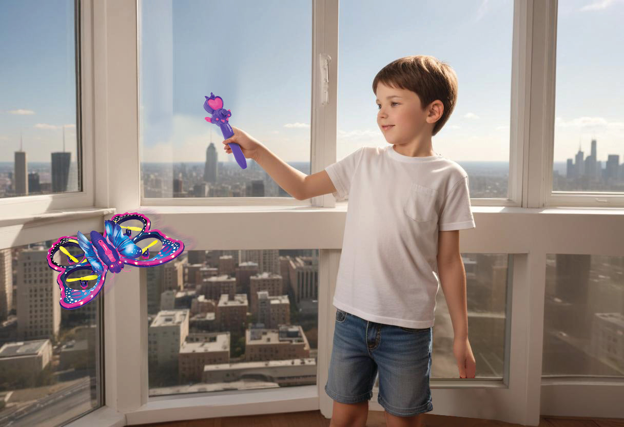 LEXIBOOK CROSSLANDER BUTTERFLY, a remote-controlled flying butterfly with gesture-controlled remote for a playful flying experience, featuring illuminated wings. - Image 5