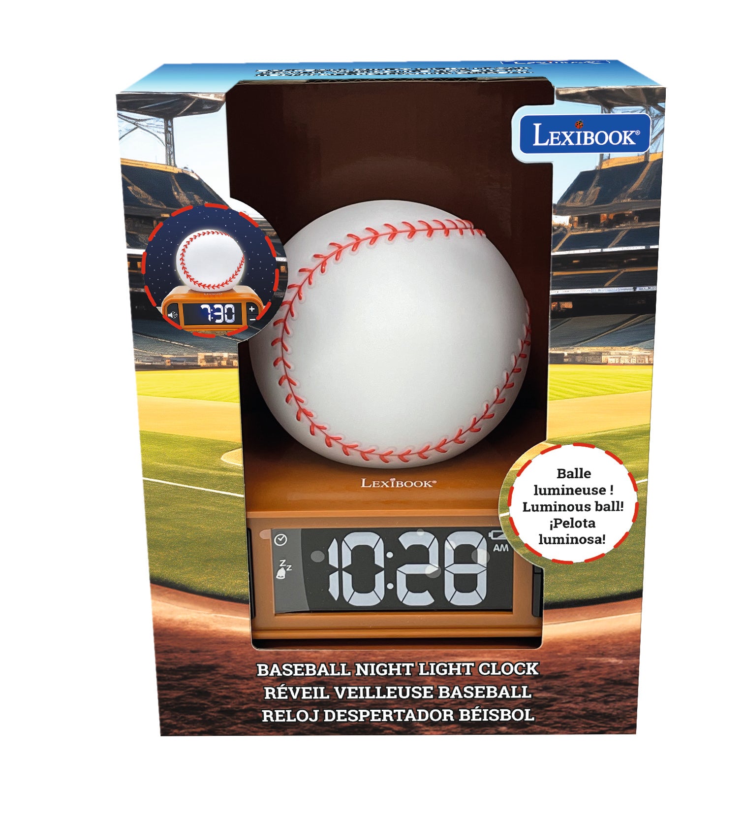 3D Baseball Digital Alarm Clock & Nightlight - Game Day Wakes!