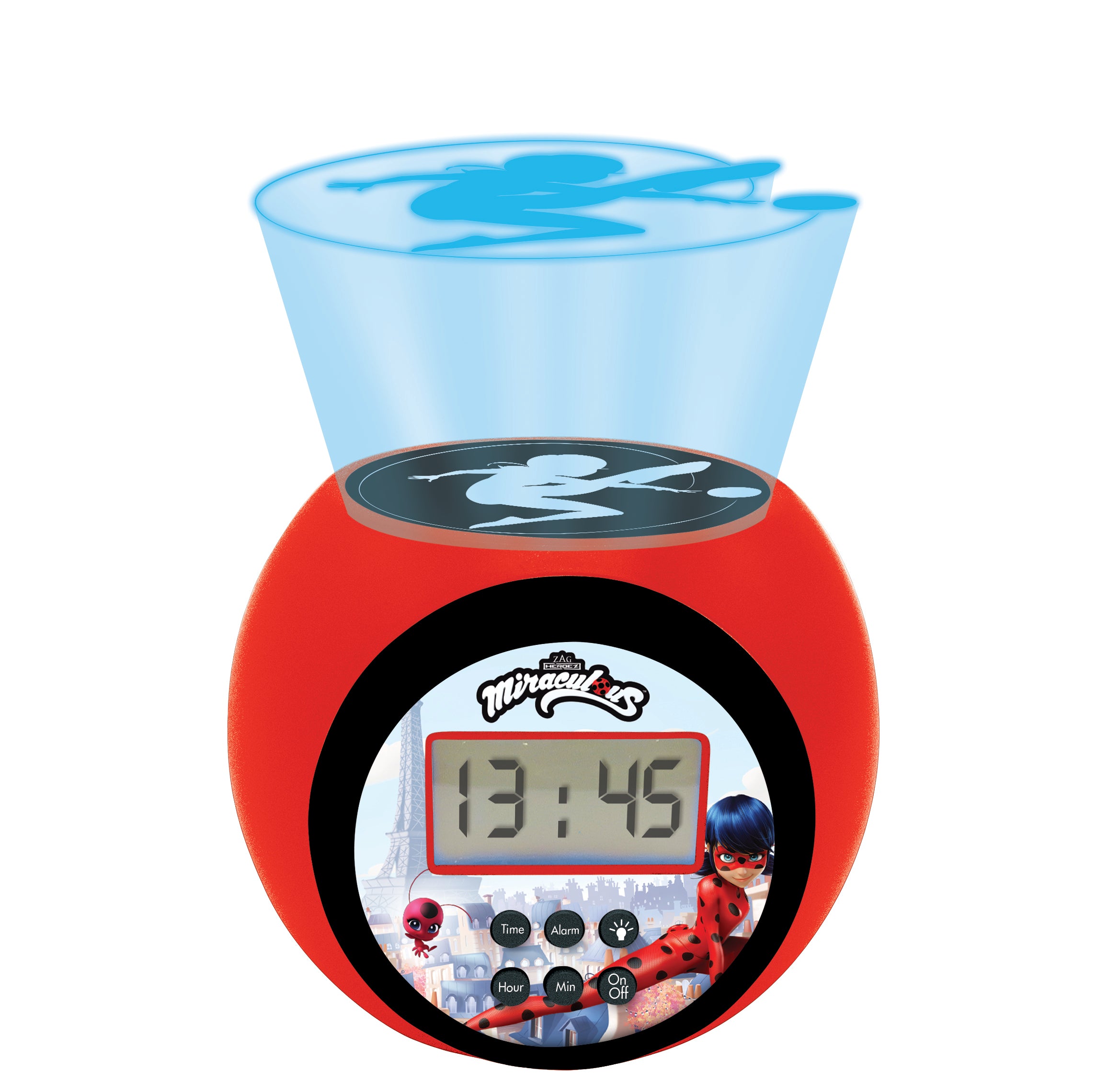 Miraculous Ladybug Projector Alarm Clock - Kids' Nightlight - Red
