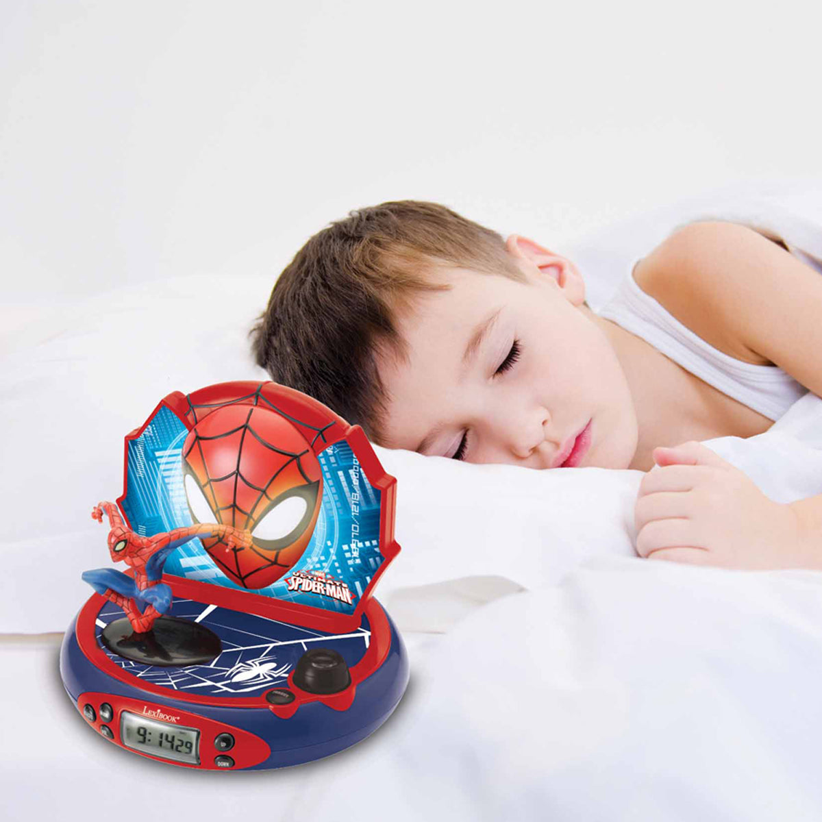 Alternative view of 3D Spider-Man Projector Clock with Super Hero Sounds