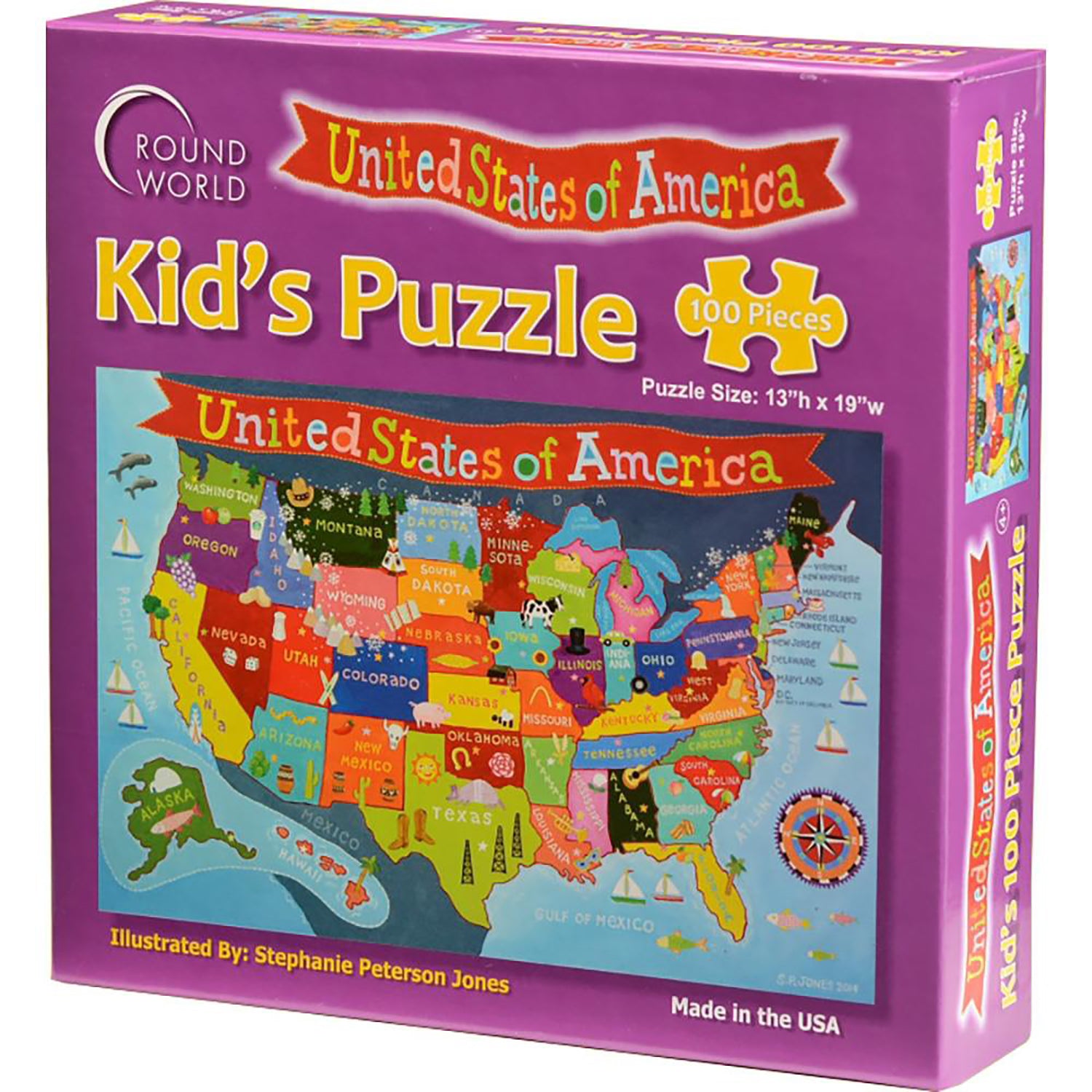 Alternative view of Round World Products USA Map Jigsaw Puzzle - 100 pc