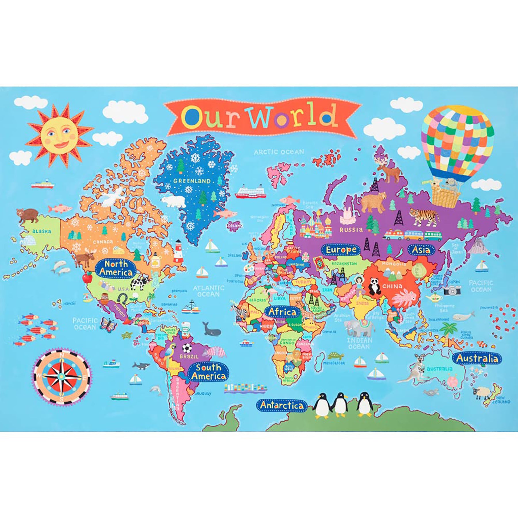 Round World Products Vibrant World Map Floor Puzzle - 48 pc - Image 3