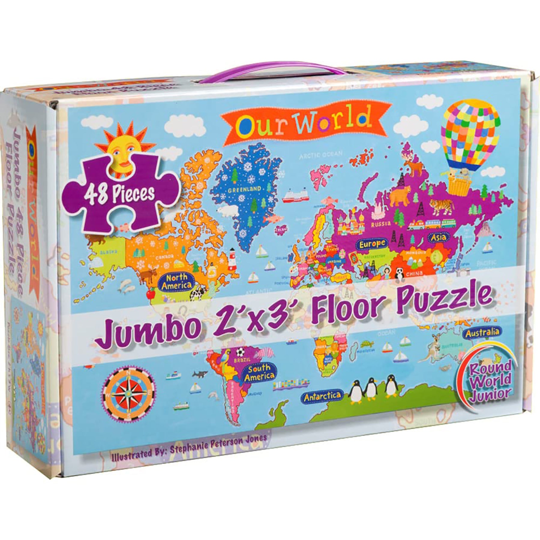 Round World Products Vibrant World Map Floor Puzzle - 48 pc - Image 4