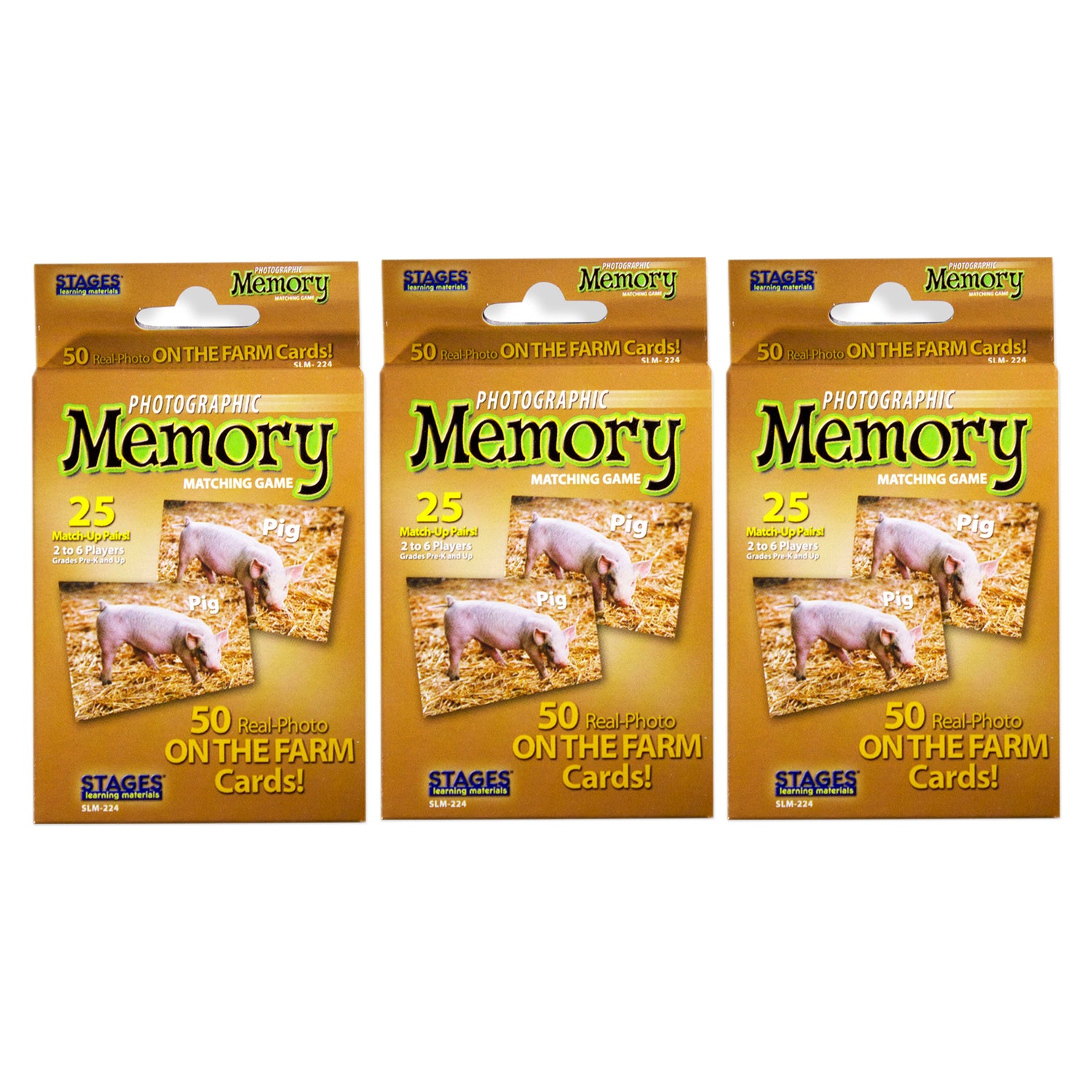 Stages Learning On the Farm Photographic Memory Matching Game - 3-Pack