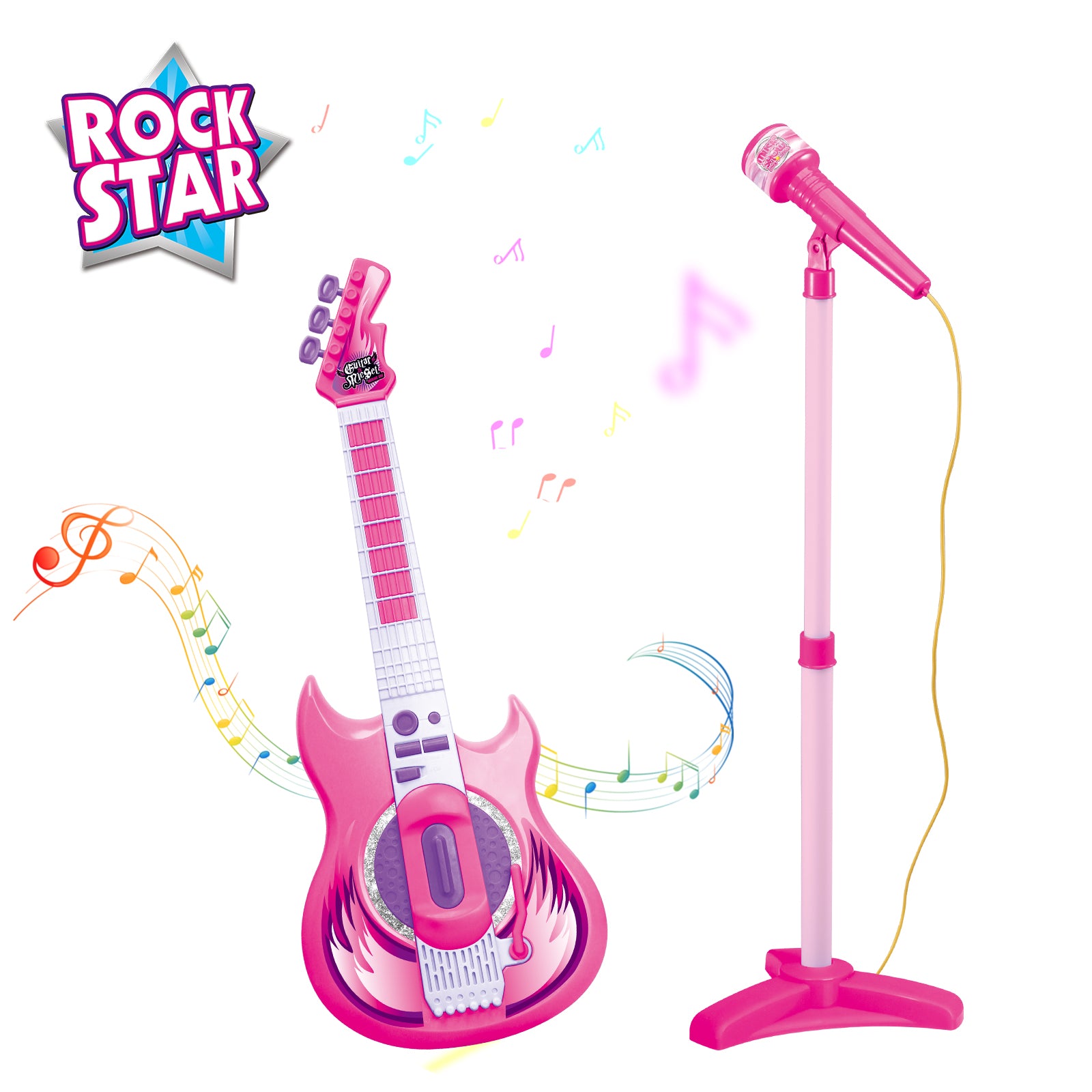 Contixo Purple Kids Guitar Set with MP3 Microphone