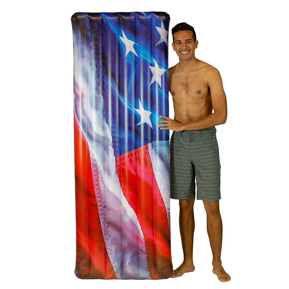 Stars & Stripes Deluxe Pool Raft - Patriotic 74x30 Inch Lounger