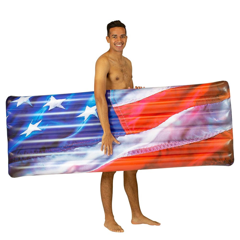 Alternative view of Stars & Stripes Deluxe Pool Raft - Patriotic 74x30 Inch Lounger