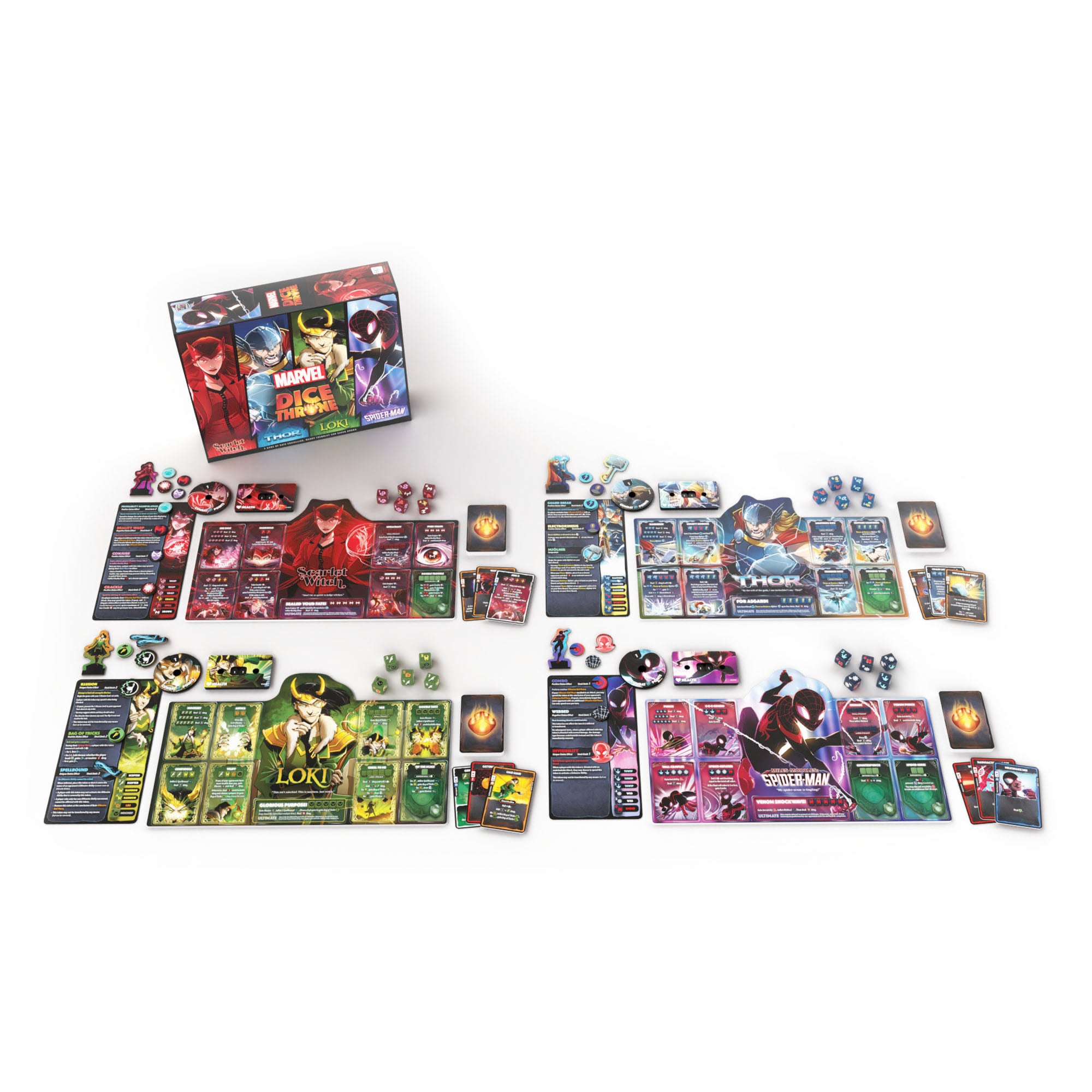 Alternative view of Marvel Dice Throne: Scarlet Witch, Thor, Loki, Spider-Man Board Game