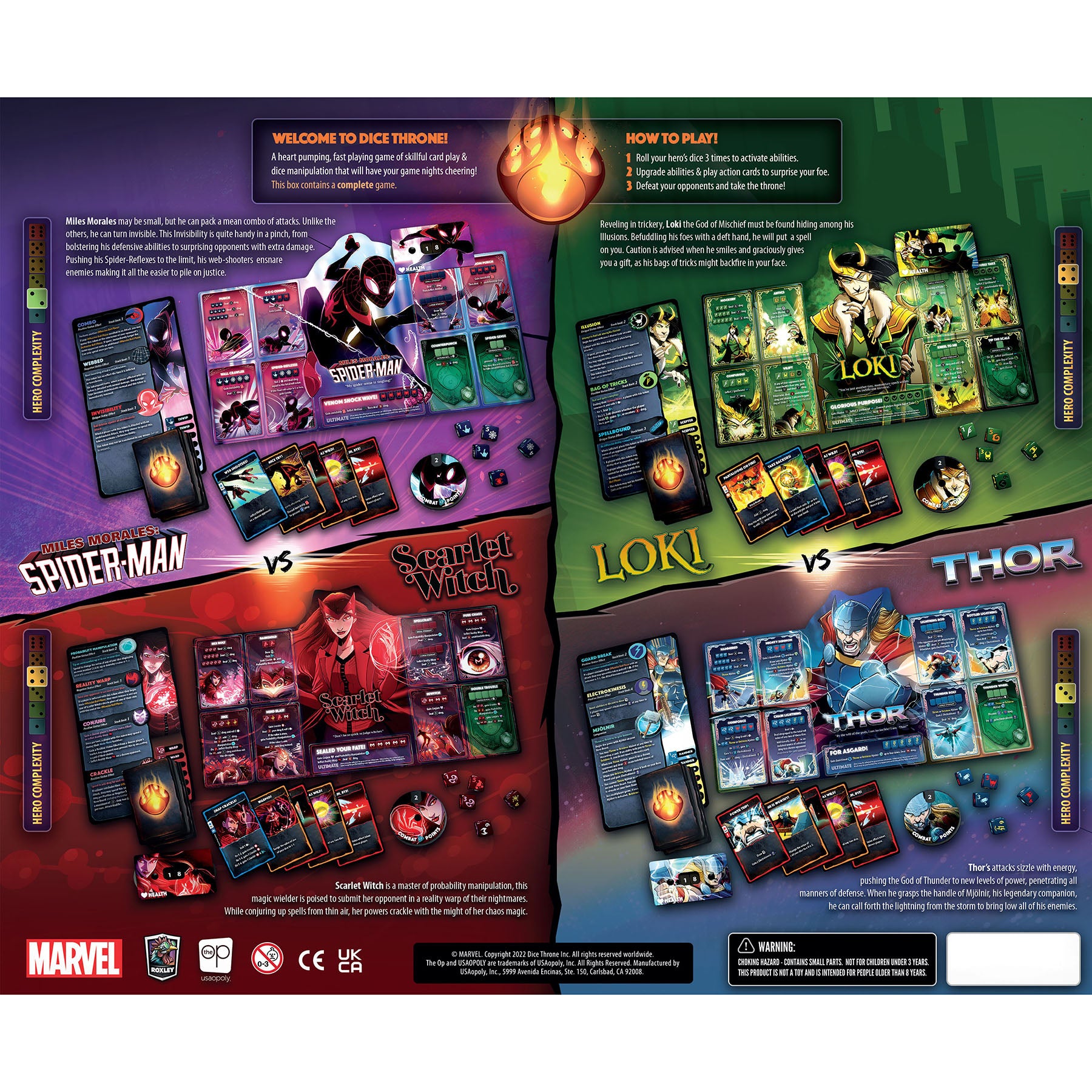 Marvel Dice Throne: Scarlet Witch, Thor, Loki, Spider-Man Board Game - Image 3