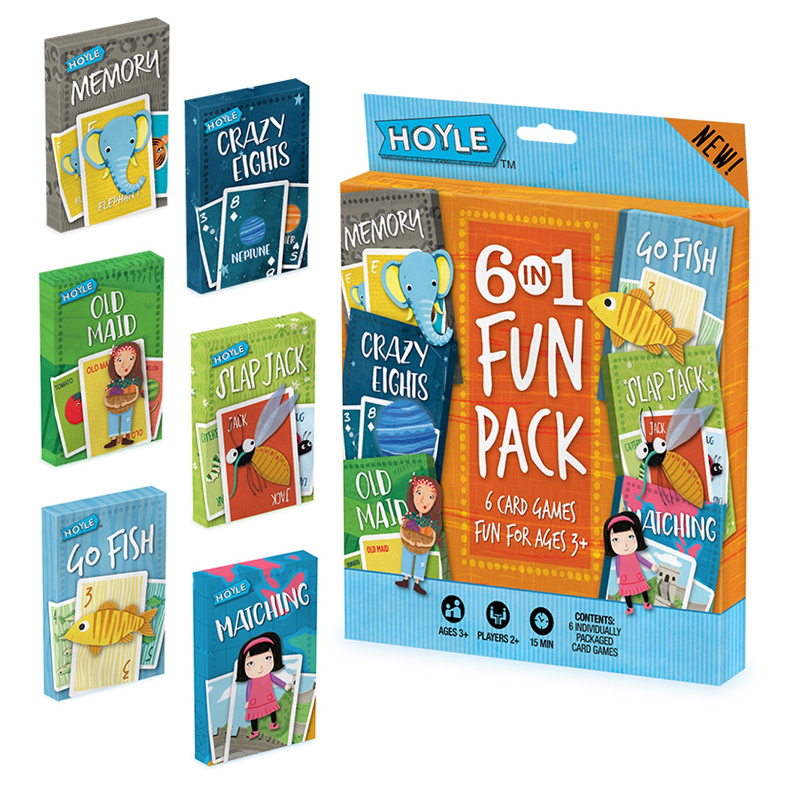 Hoyle 6-in-1 Fun Pack Classic Children's Card Games, 18-Game Mega Set - Image 2