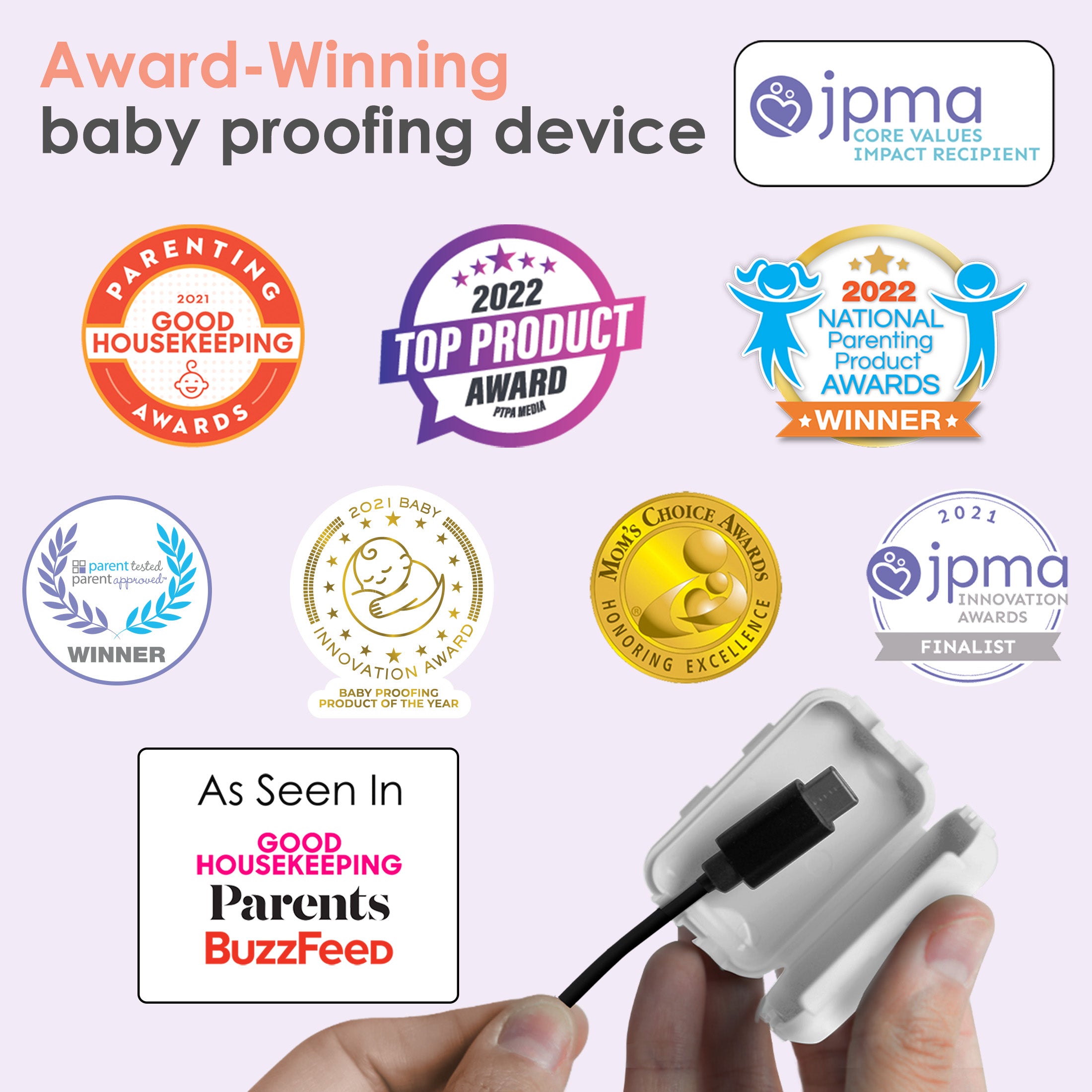 Geddy's Mom Watch Your Mouth - Baby Proofing USB Charger Safety Cover - White 3 Pack - Image 3