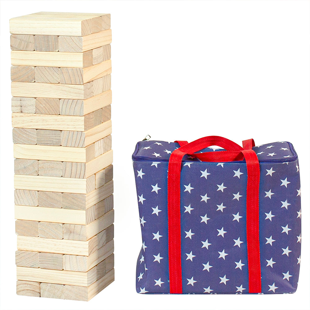 Yardcandy Stars & Stripes Jumbo Wooden Tumbling Tower Set