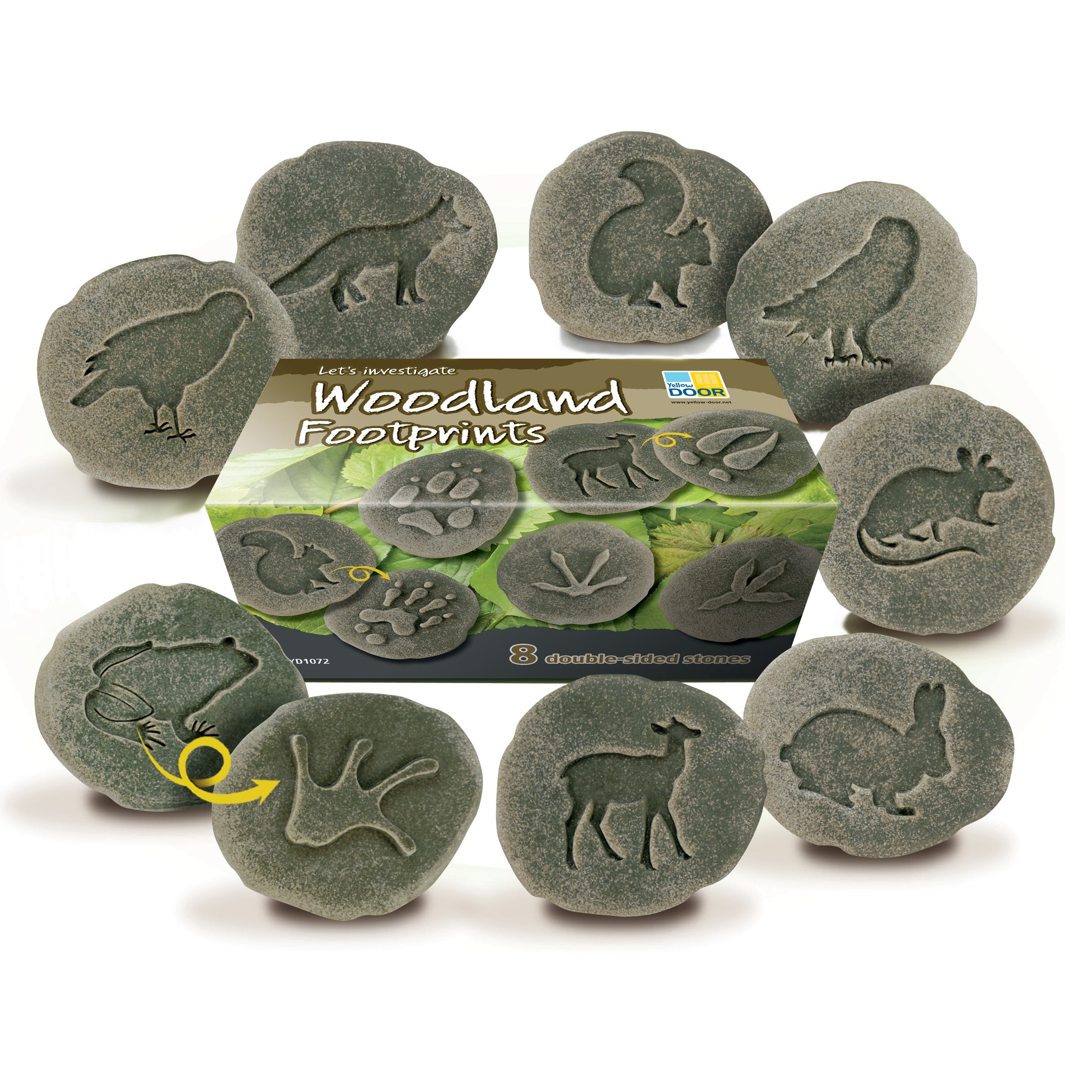 Yellow Door Woodland Footprint Stones - Set Of 8 - Forest Animal Tracks