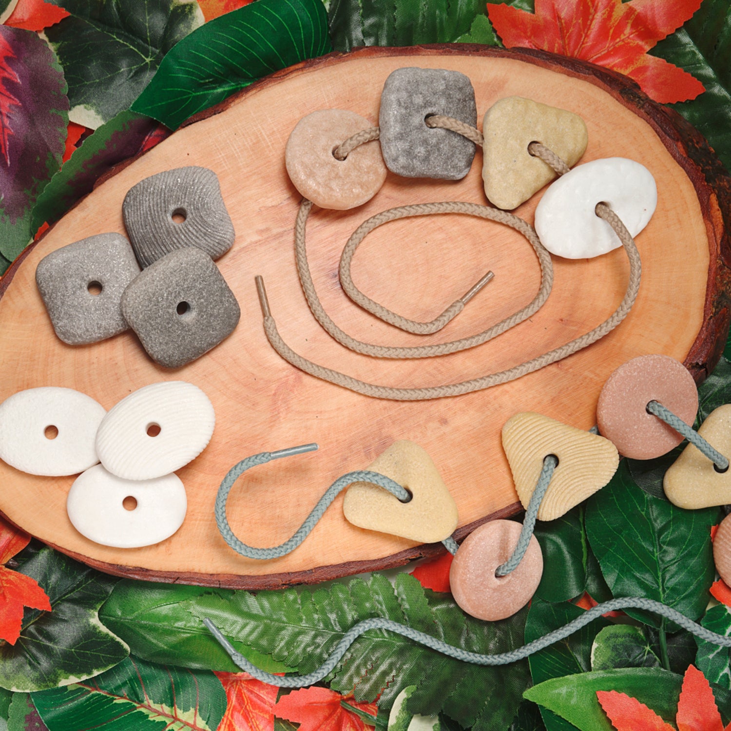 Alternative view of Yellow Door Threading Pebbles - Colorful Sensory And Motor Skills Toy Set