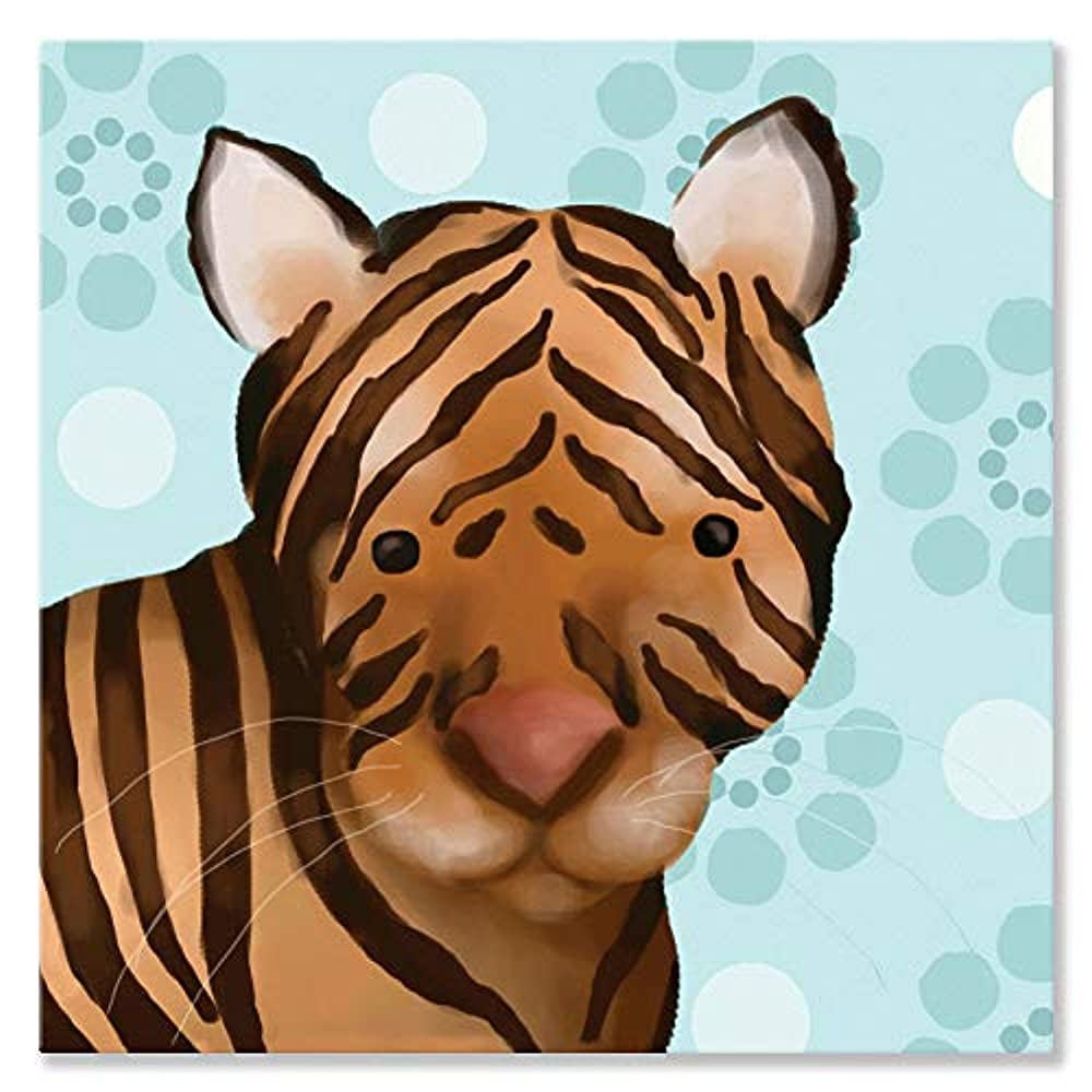 Oopsy Daisy Aaron The Tiger 10-Inch Canvas Wall Art - Colorful Stripes - Image 2
