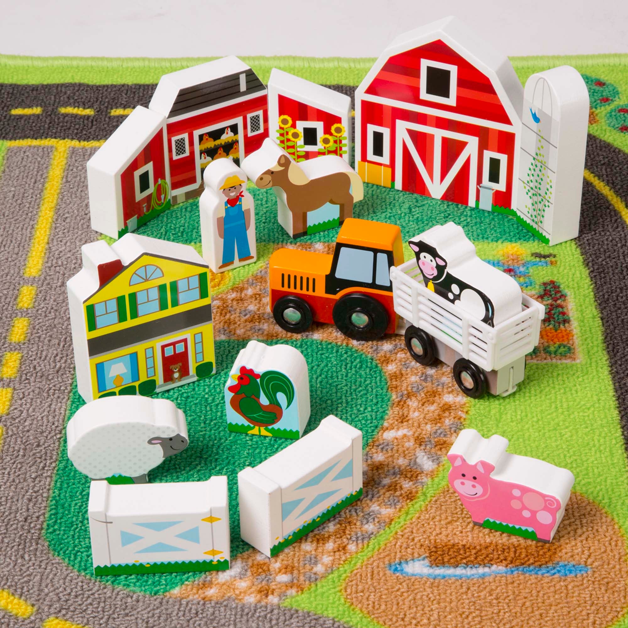 Melissa & Doug Deluxe Road Rug Play Set with Wooden Accessories - Image 3