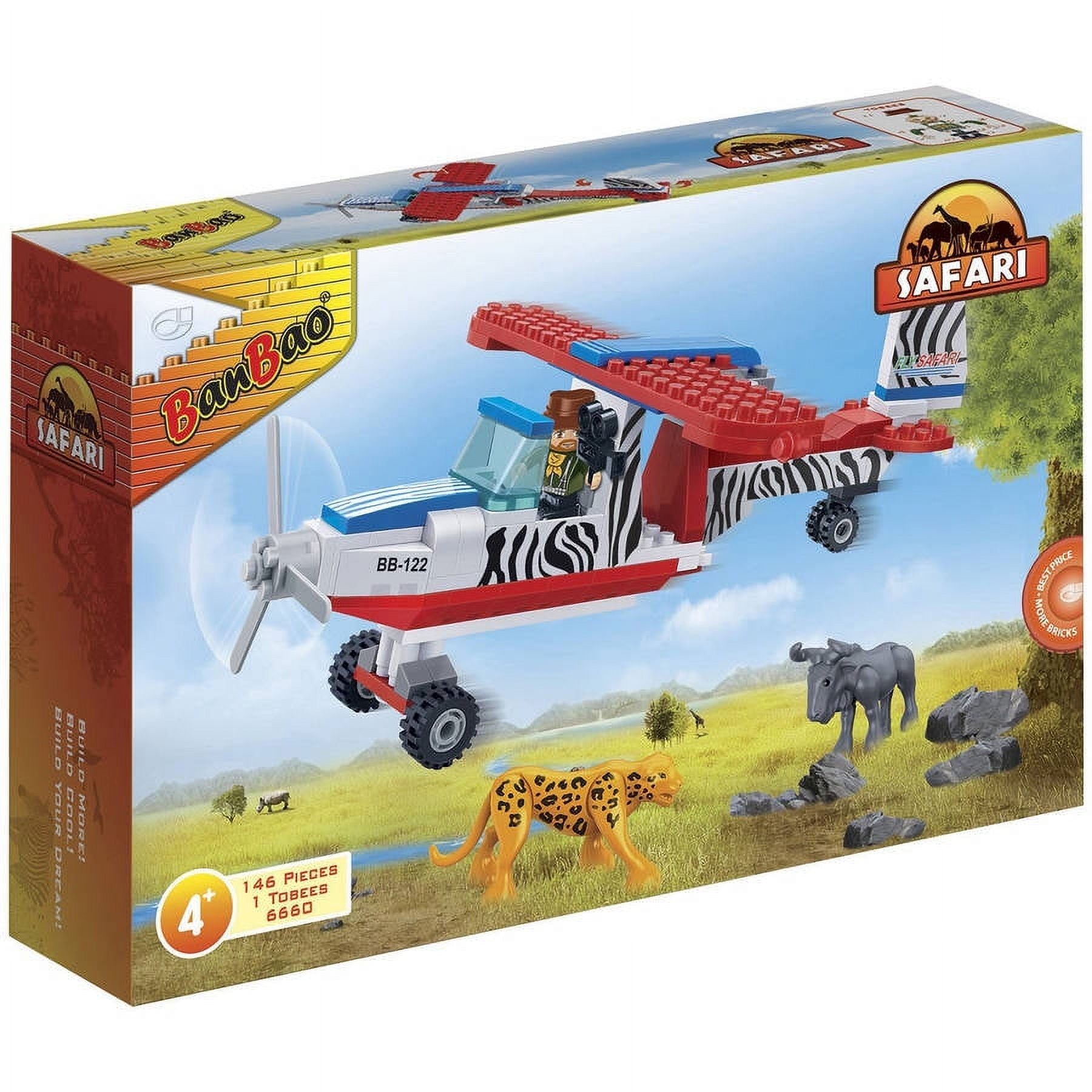 BanBao Bush Plane Adventure Building Kit - 143-Piece STEM Toy with Safari Theme