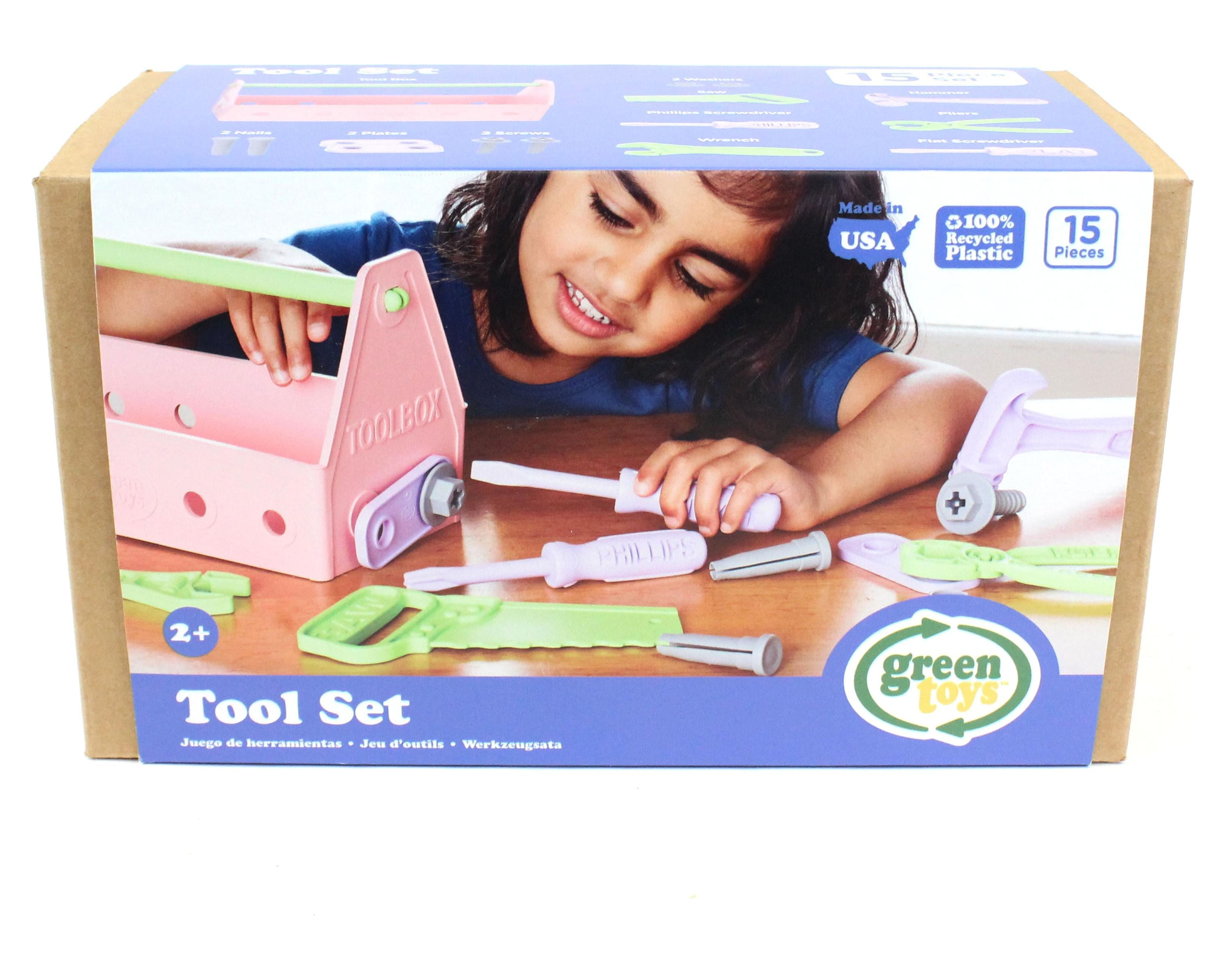 Green Toys 15-Piece Pink Tool Set for Role Play