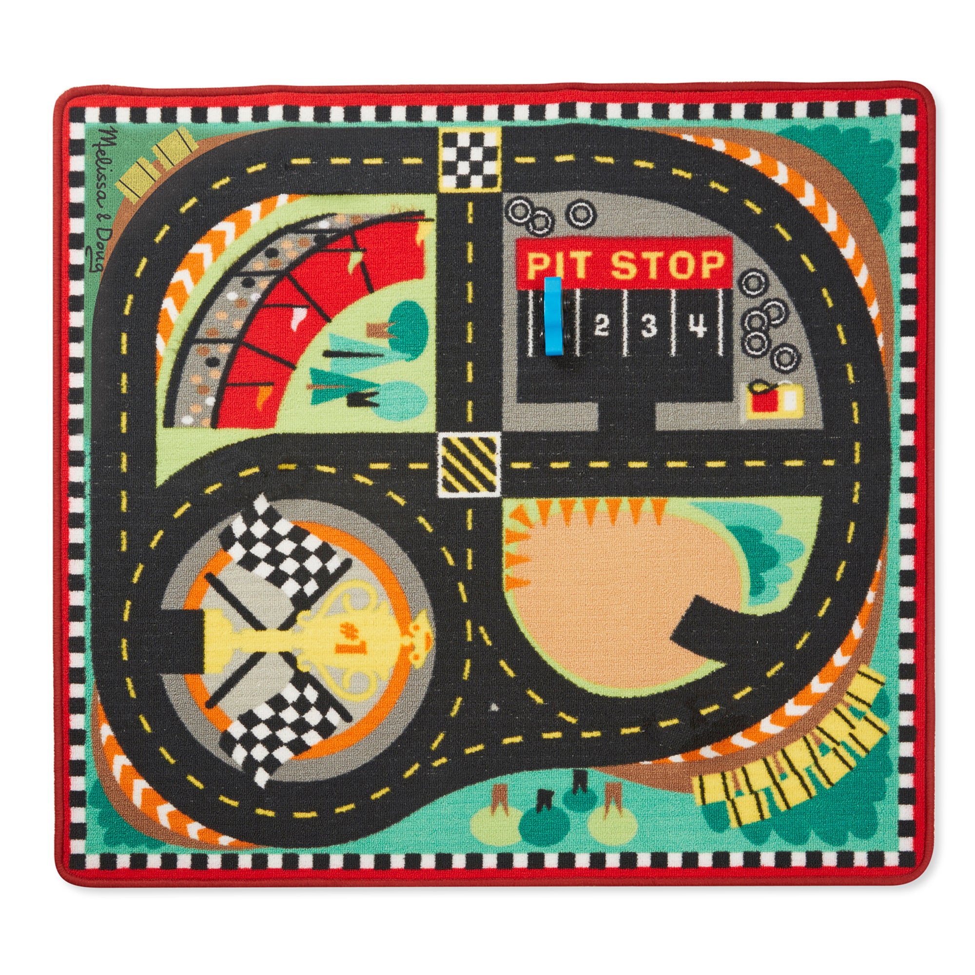 Alternative view of Melissa & Doug Speedway Race Track Rug with 4 Wooden Cars Set