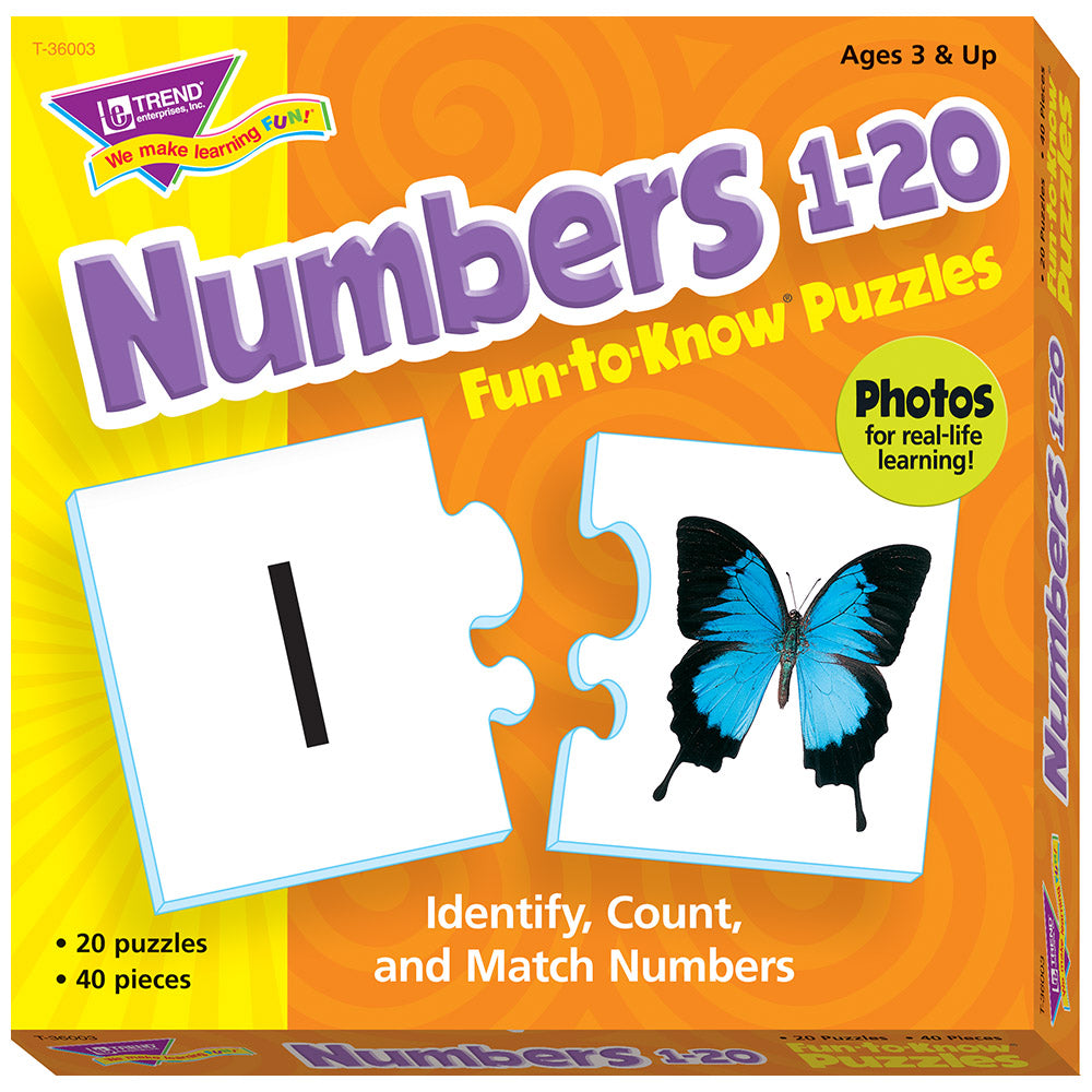 Trend Enterprises Counting Fun 20 Two-Sided Number Puzzles - 40 pc