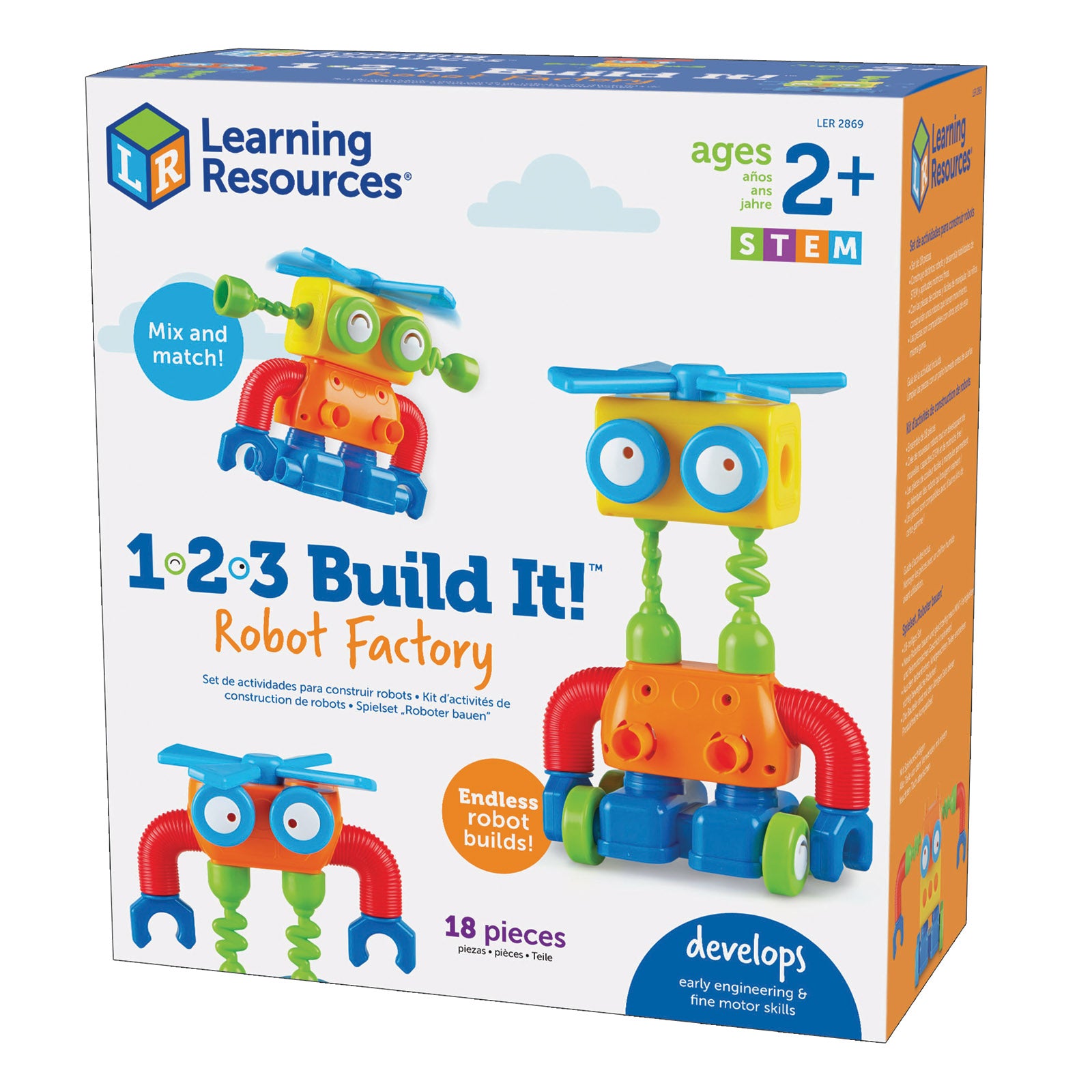 Learning Resources 1-2-3 Build It! Robot Factory - STEM Toy for Creative Play