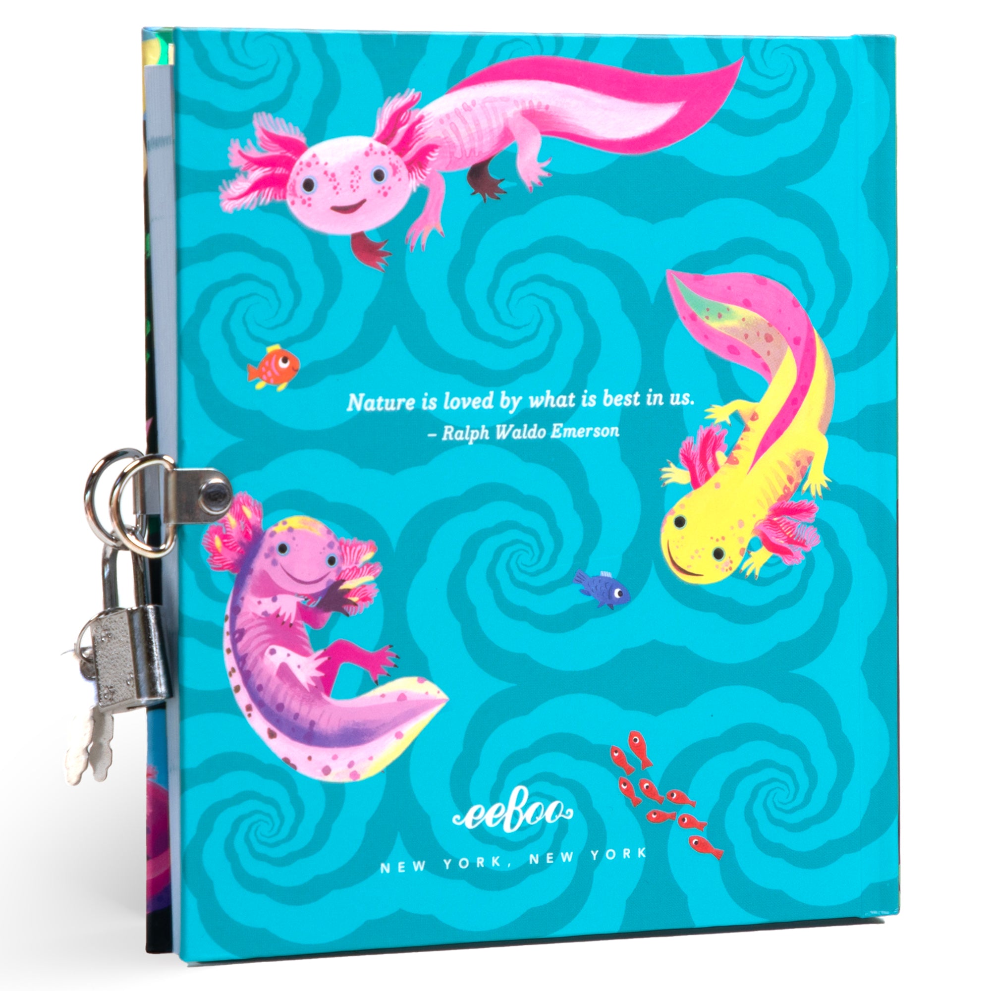 Whimsical Axolotl Hardcover Journal - Colorful Underwater Adventure