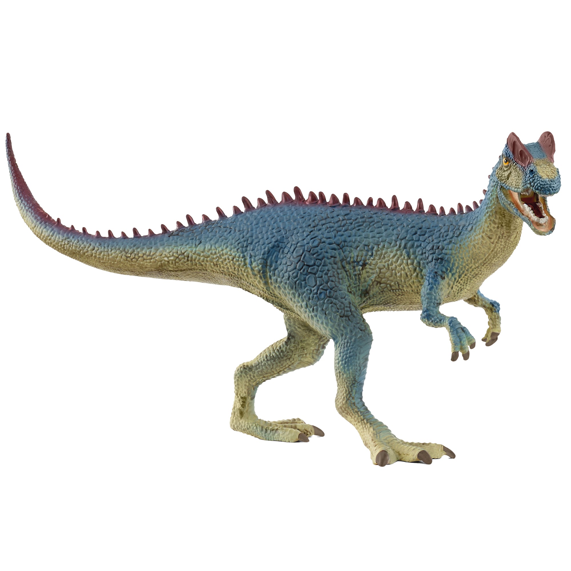Schleich DINOSAURS 9" Dilophosaurus Figurine with Movable Jaw, Red-Blue