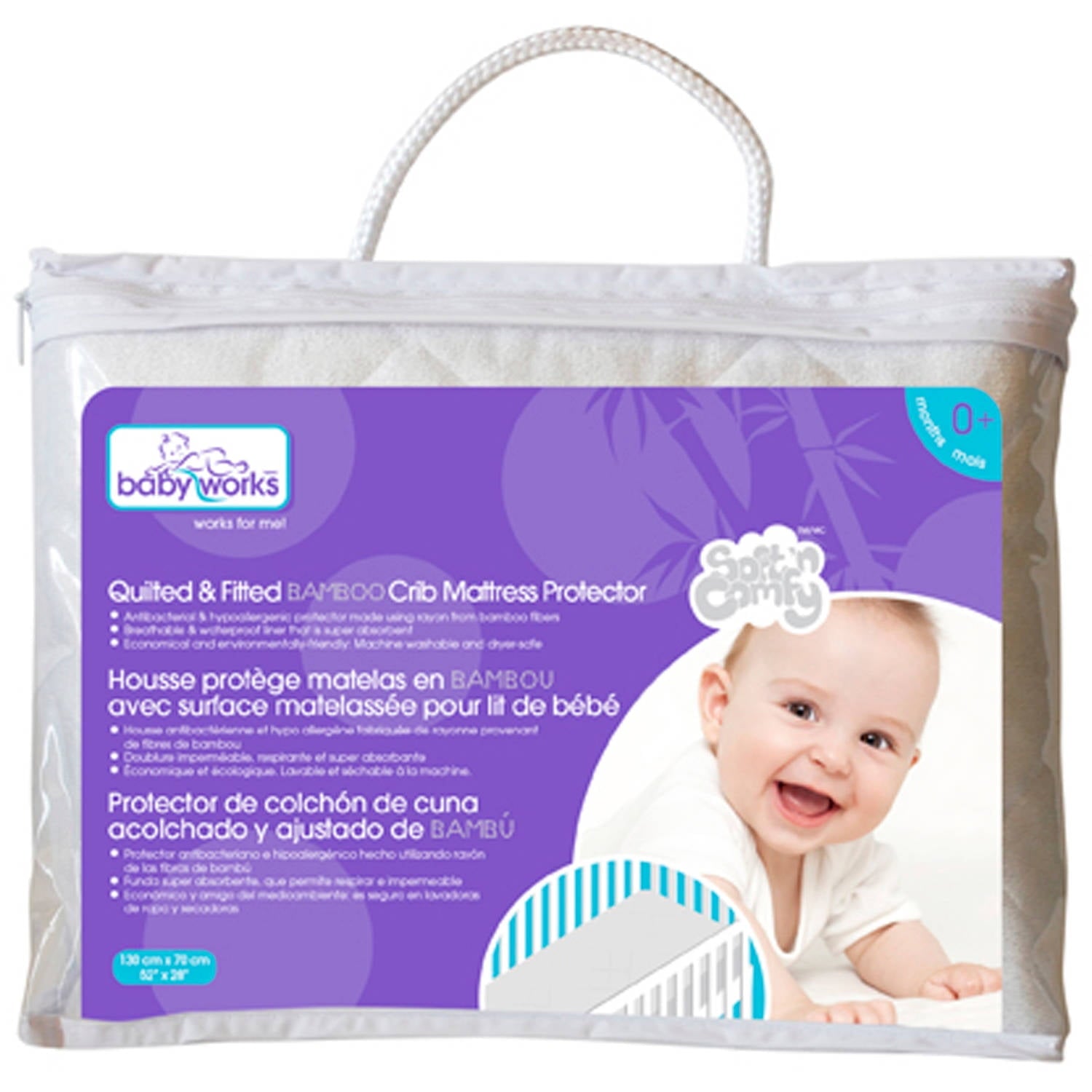 Alternative view of Baby Works Quilted & Fitted Bamboo Mattress Protector