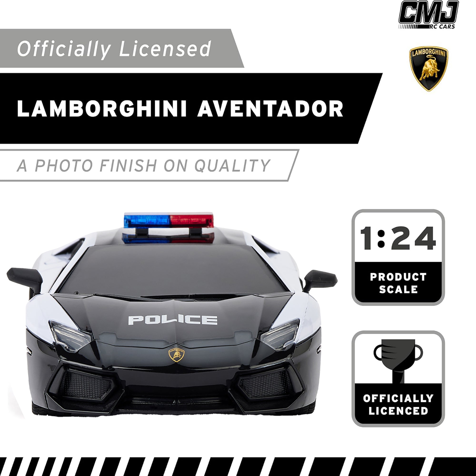 CMJ RC Cars - Lamborghini Aventador Police Car - 1:24 Scale, 2.4GHz, LED Headlights - Image 5