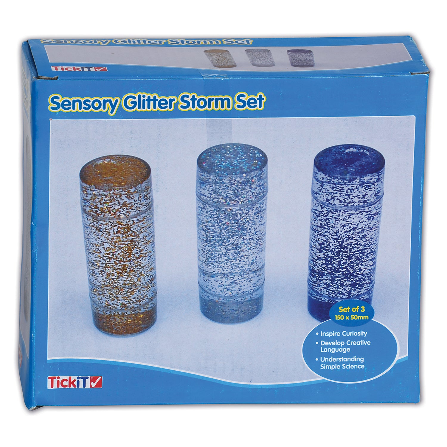 Alternative view of TickiT Sensory Glitter Storm Liquid Glitter Tubes - Set of 3 - Blue, Silver, Gold