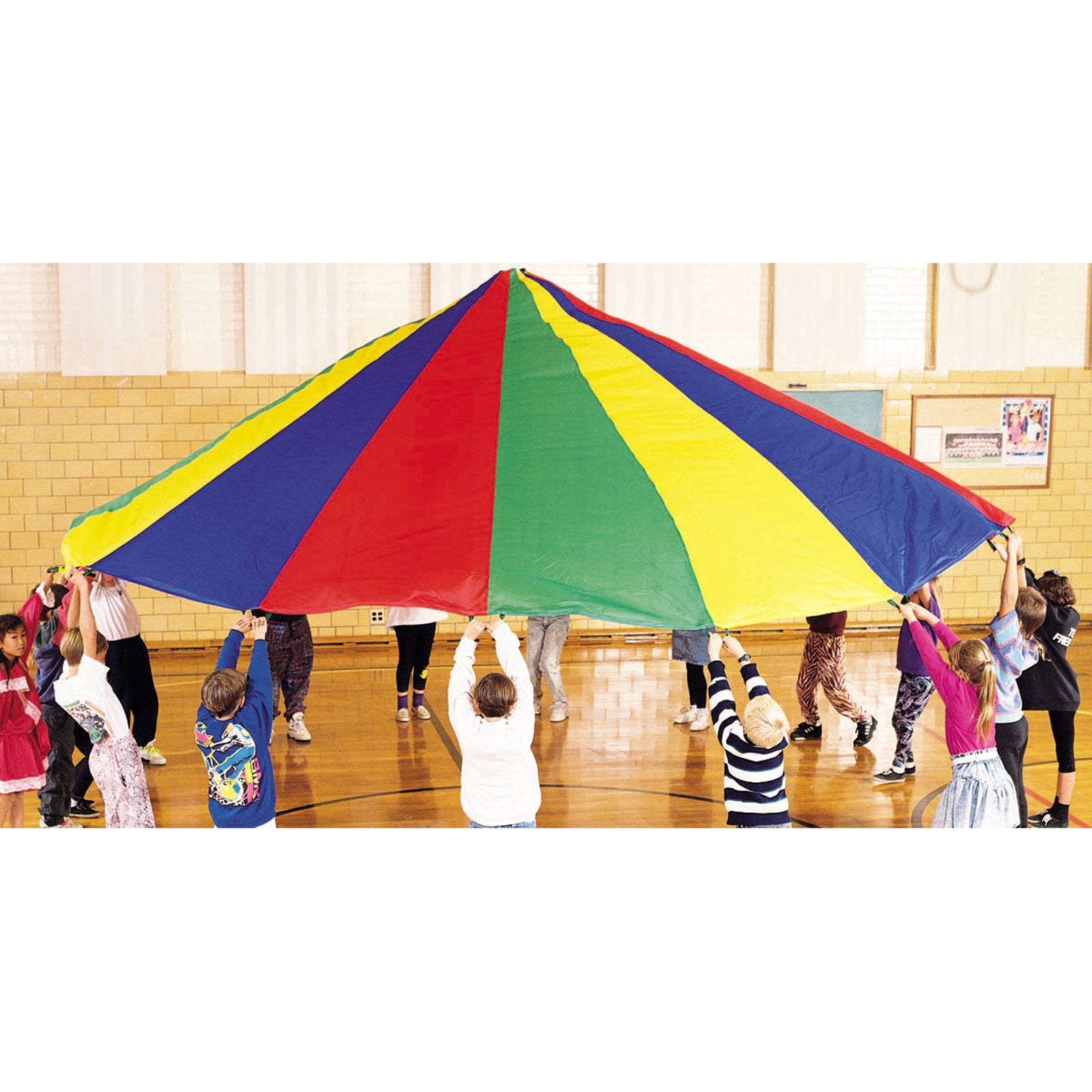 Alternative view of Martin Sports Multi-Color Parachute, 24' Diameter with 20 Handles for Outdoor Play