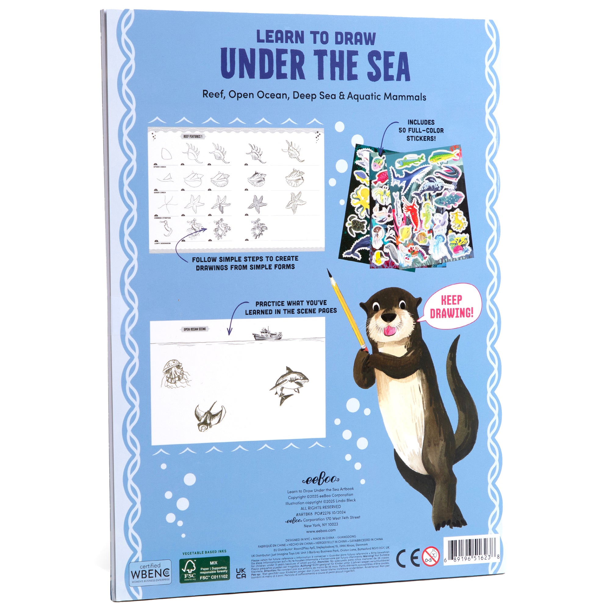 Alternative view of eeBoo Under the Sea Drawing Kit - 32 Pages + 50 Stickers
