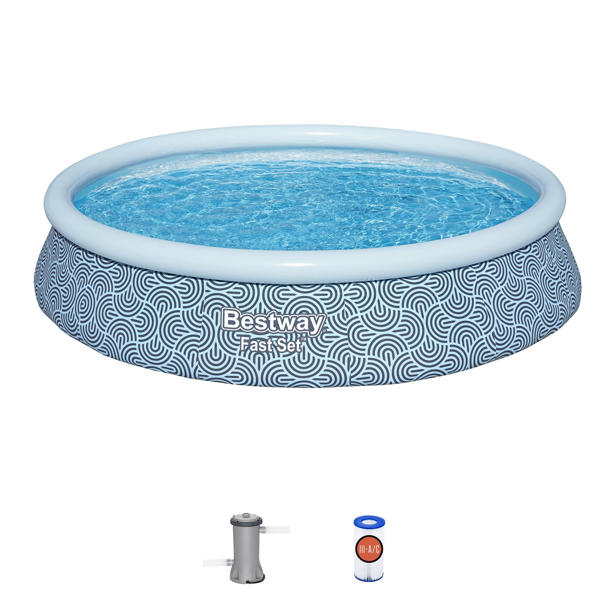 Bestway Fast Set Inflatable Pool - Abstract Blue, 13' x 33"