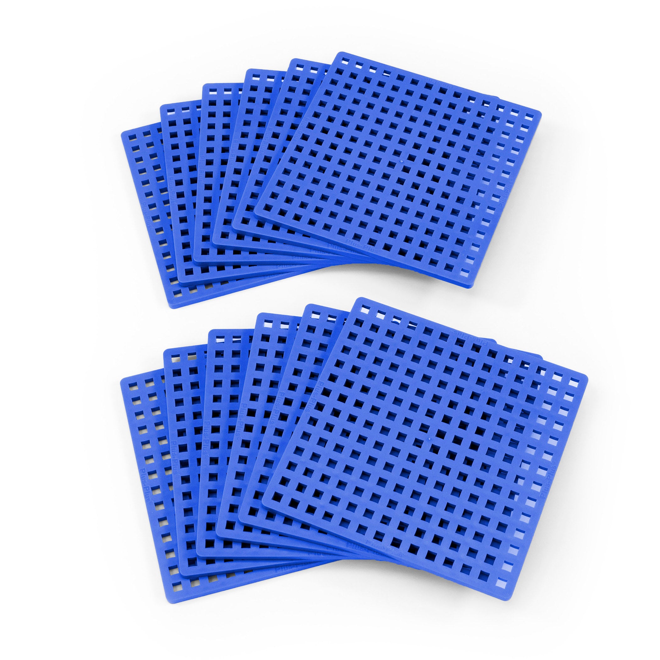 Plus-Plus Classroom Blue Baseplates Set, 12-Pack