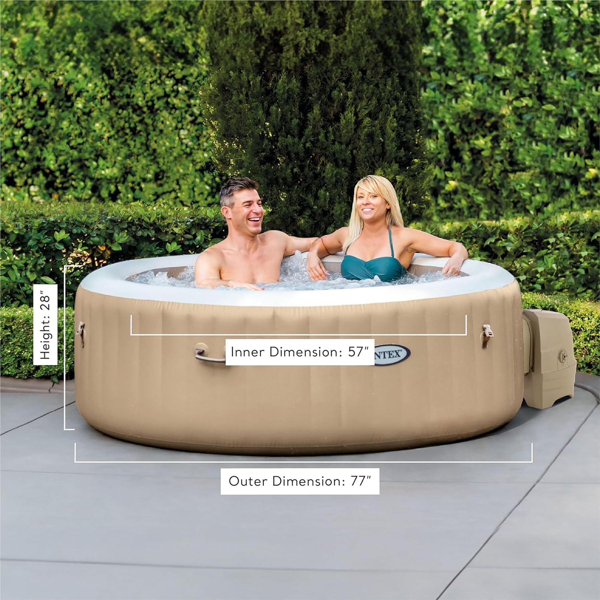 Intex PureSpa Sahara Tan 4-Person Inflatable Hot Tub – 77" Round with Jets - Image 3