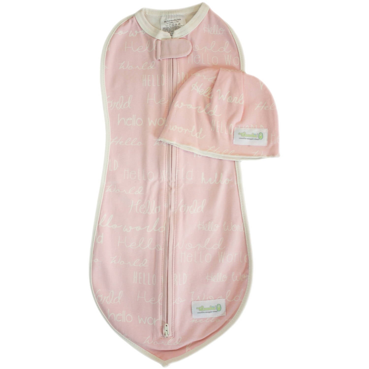 Woombie Hello World Pink Swaddle Set for Blissful Baby Sleep