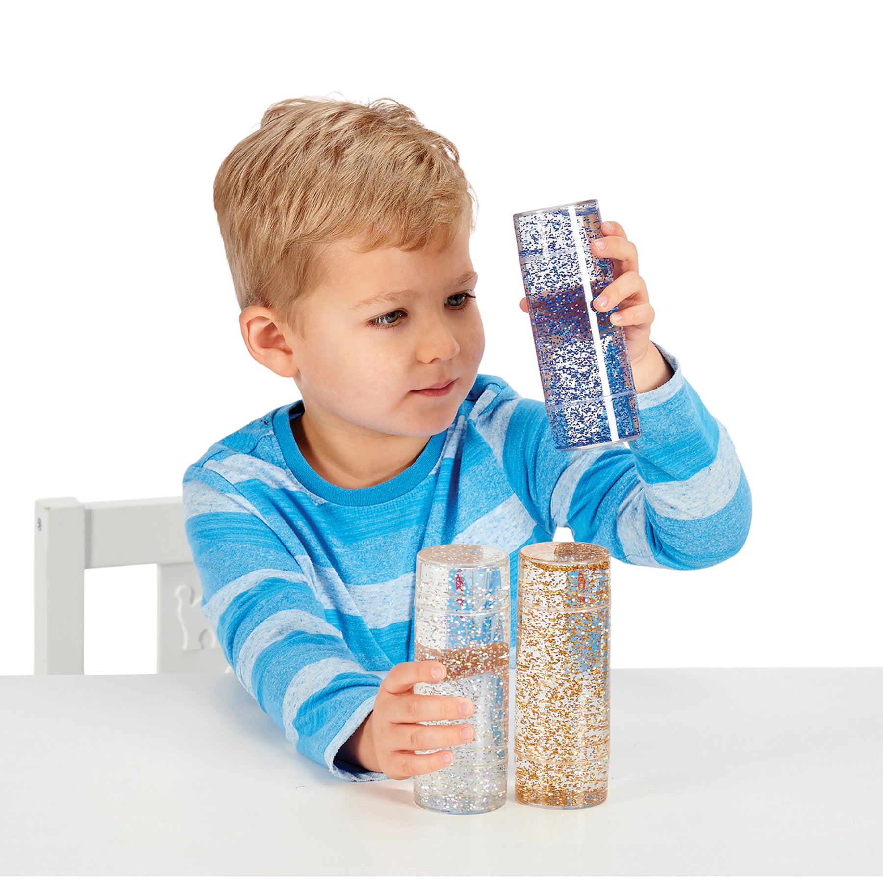 TickiT Sensory Glitter Storm Liquid Glitter Tubes - Set of 3 - Blue, Silver, Gold - Image 5