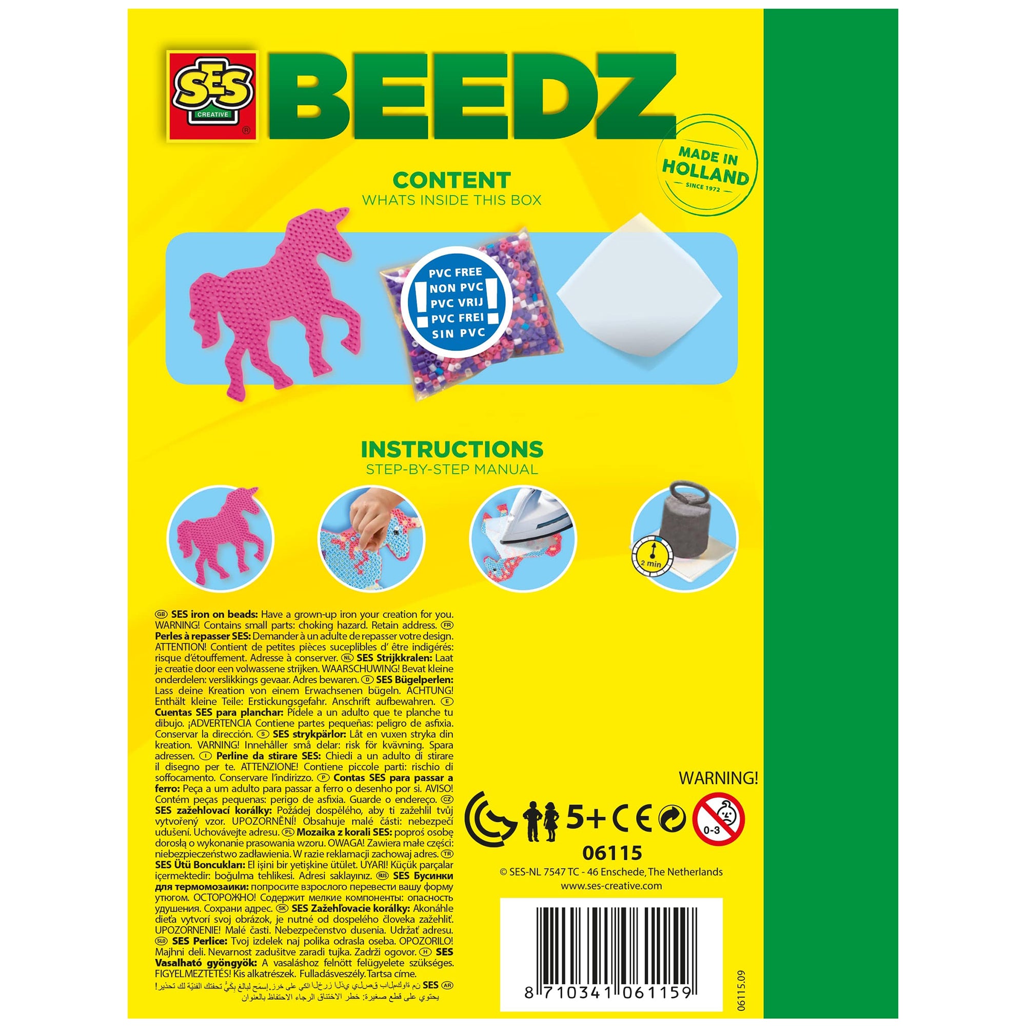SES Creative Beedz Fantasy Horses DIY Unicorn Craft Kit - 1200 Fusible Iron-On Beads, Glow-In-The-Dark - Image 2