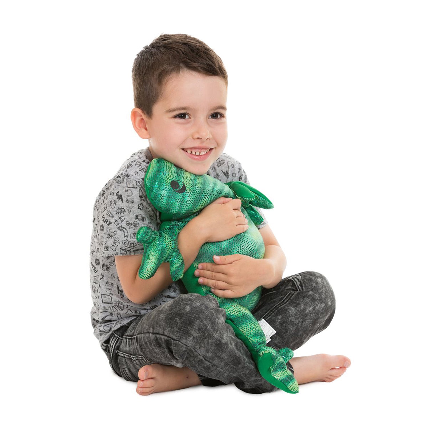 Alternative view of Manimo Plush Weighted Frog - Sparkly Green Comfy Companion